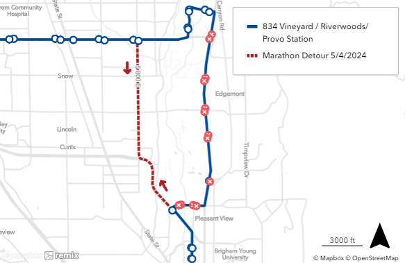 Route 834 Detour Map