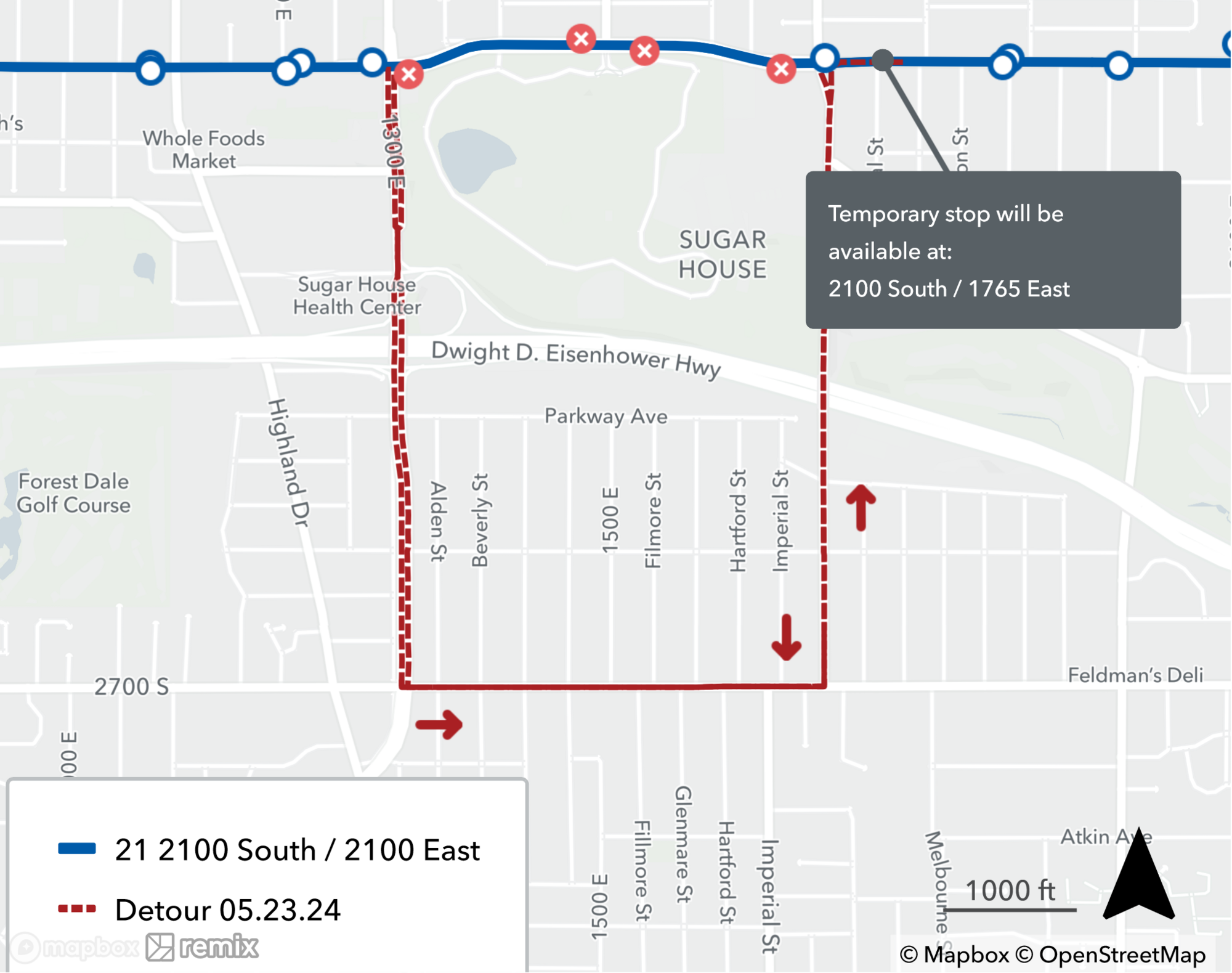 Route 21 Detour Map May 23rd 2024