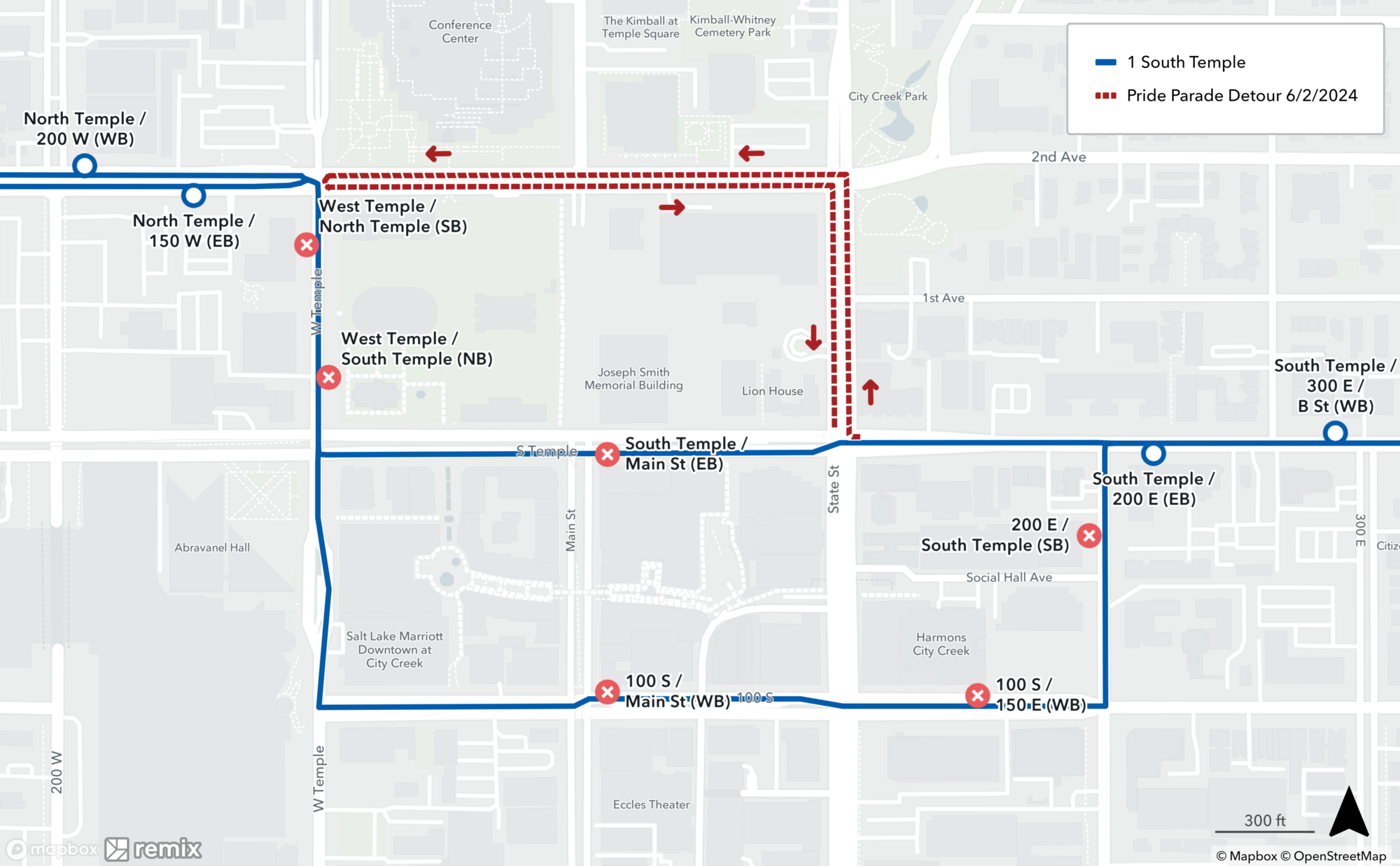 Route 1 Event Detour Map June 2nd 2024