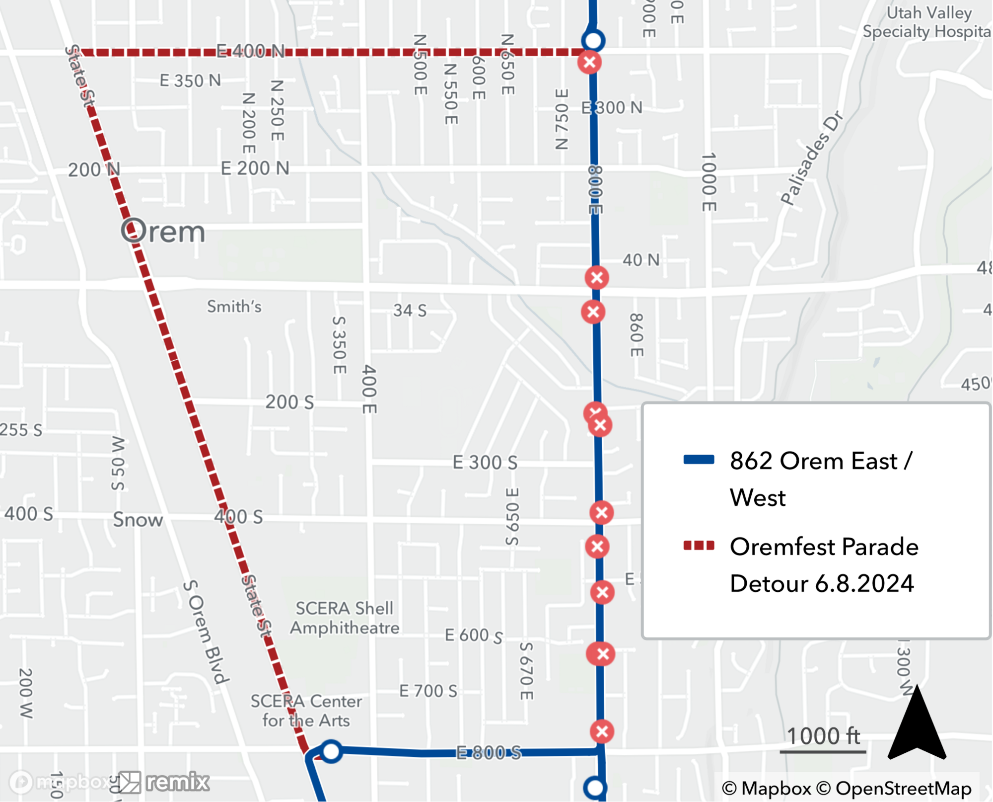 Route 862 Oremfest detour map June 8th 2024