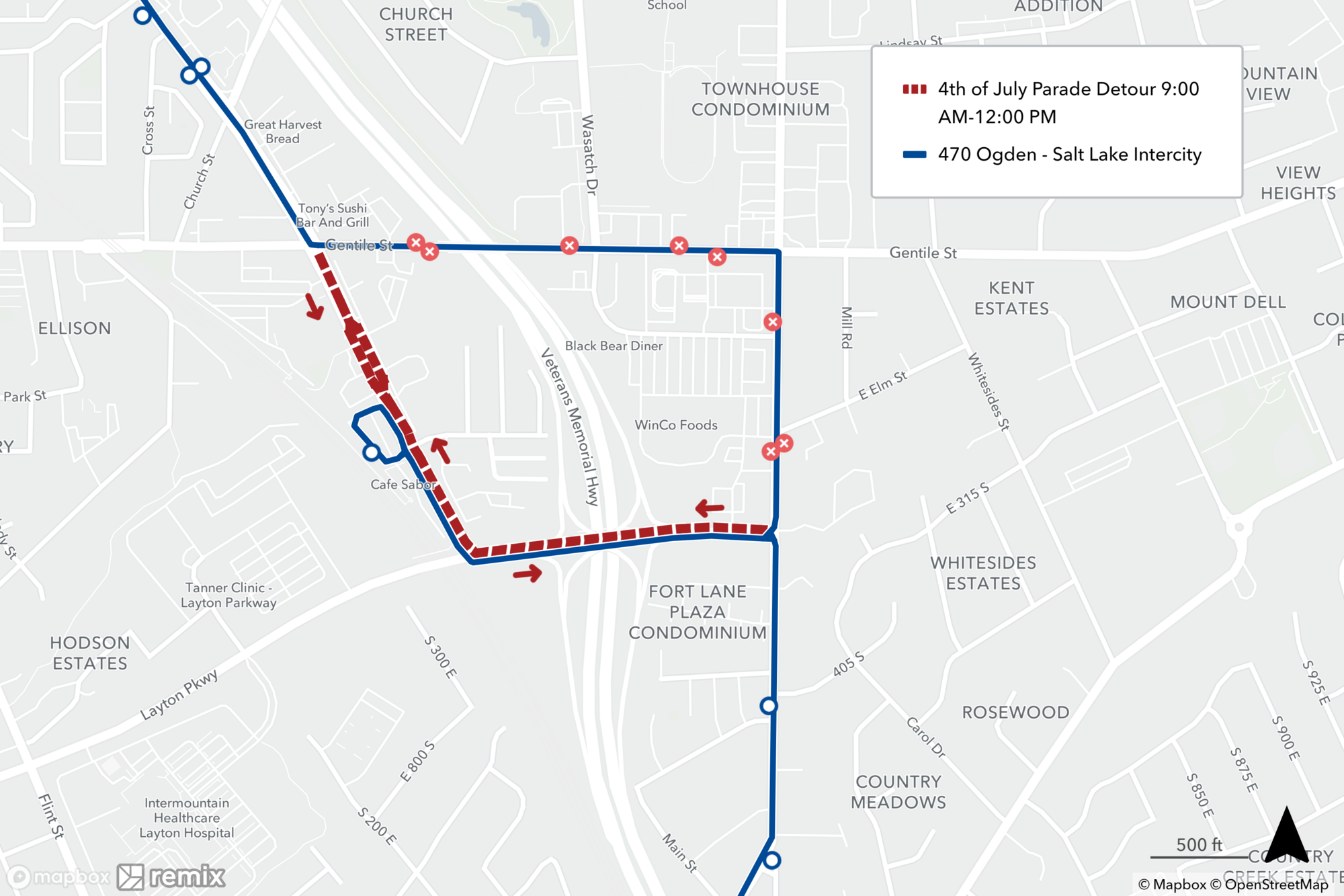 Route 470 Detour Map 7/4/24