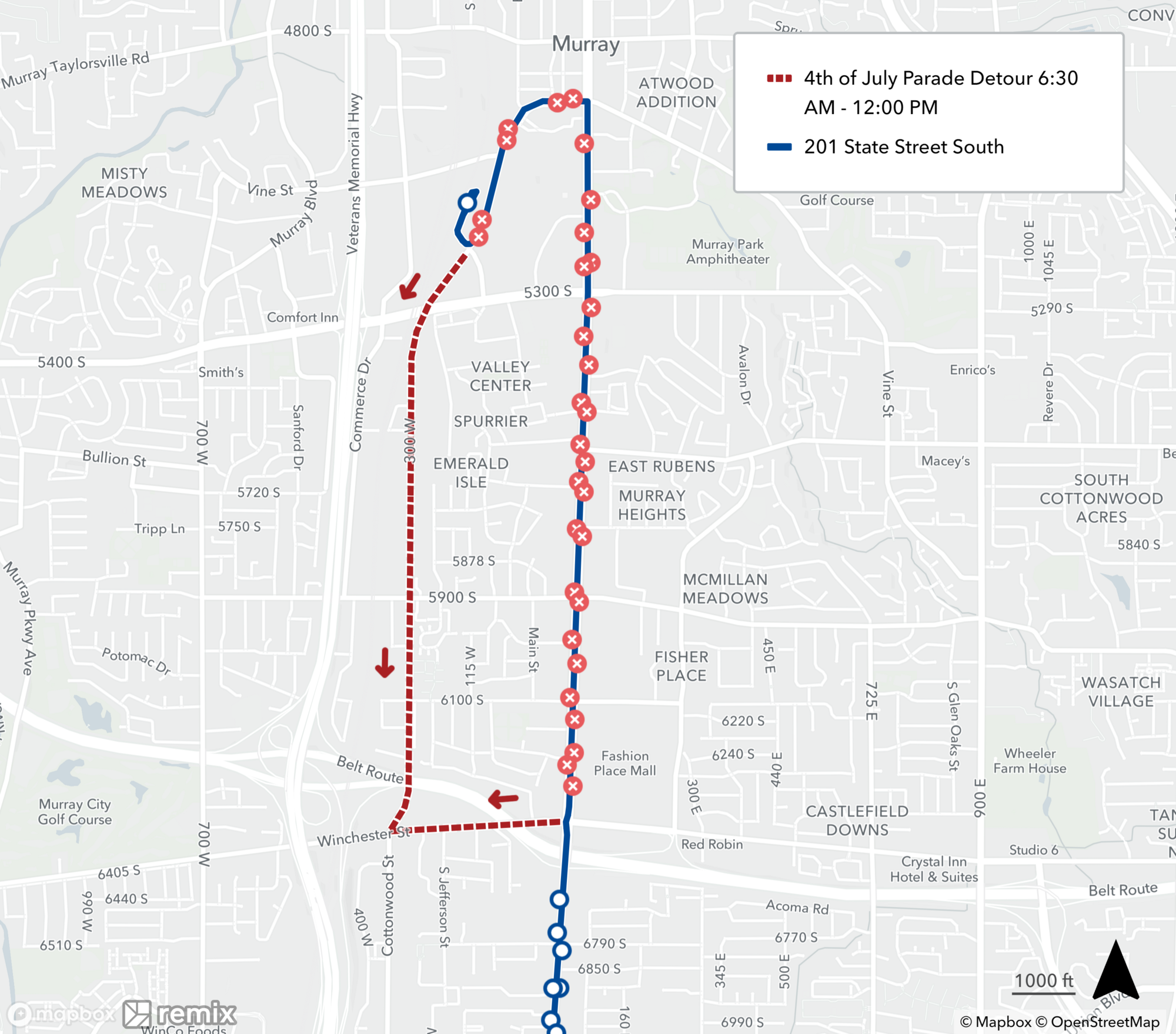 Route 201 Detour Map 7/4/24