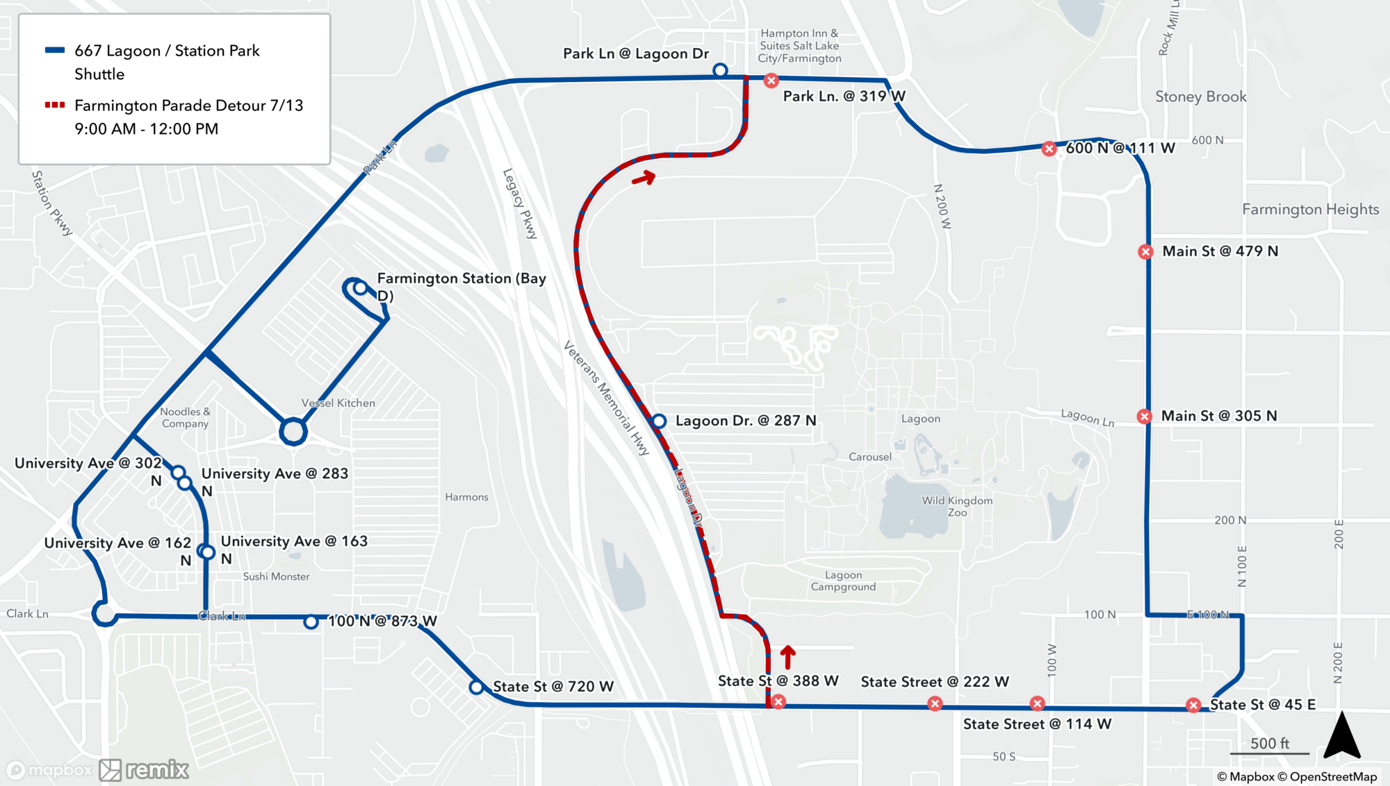Route 667 Parade Detour Map