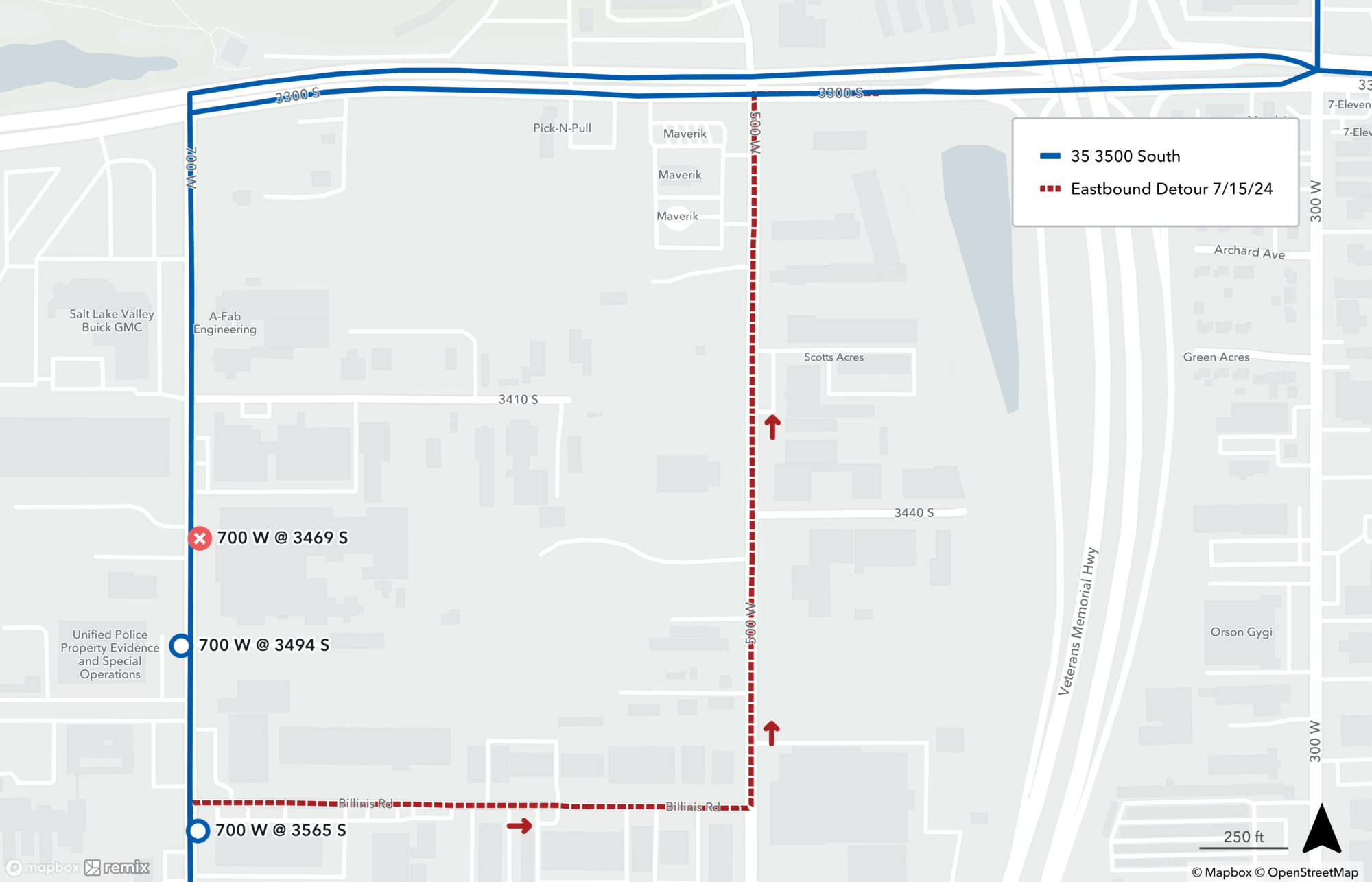 Route 35 Detour Map July 15th, 2024