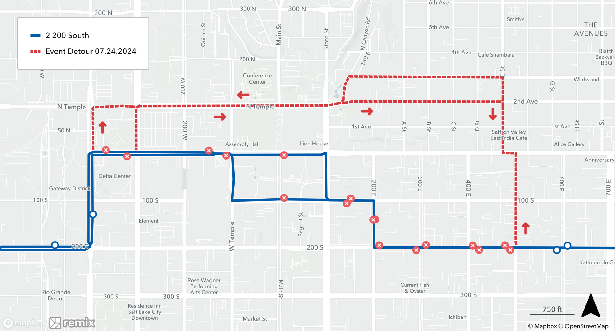 Route 2 Detour Map 7/24/24