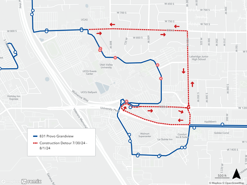 Route 831 Detour Map 7/30/24 - 8/1/24
