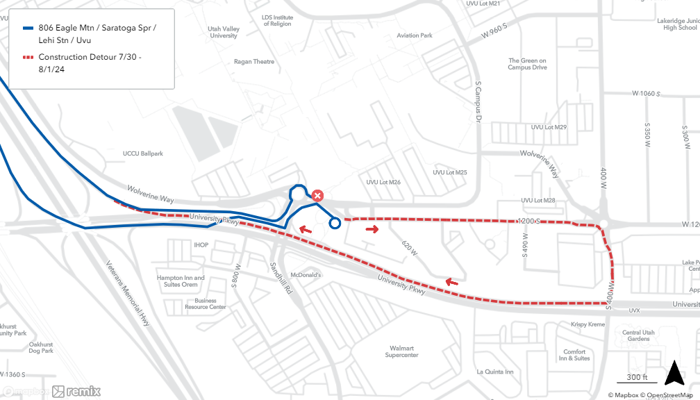 Route 806 Detour Map 7/30 - 8/1/24