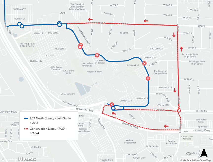 Route 807 Detour Map 7/30 - 8/1/24