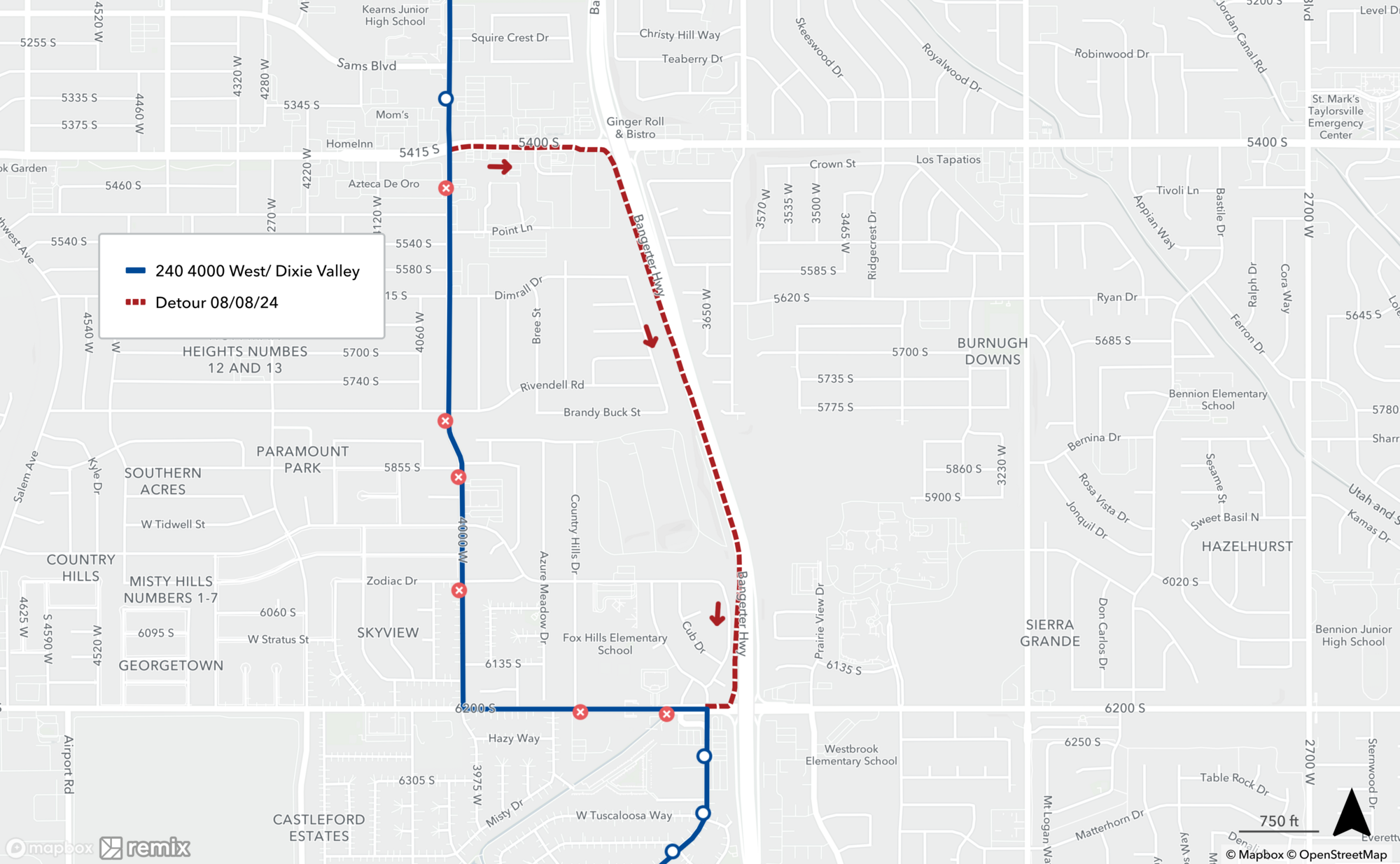 Route 240 detour map
