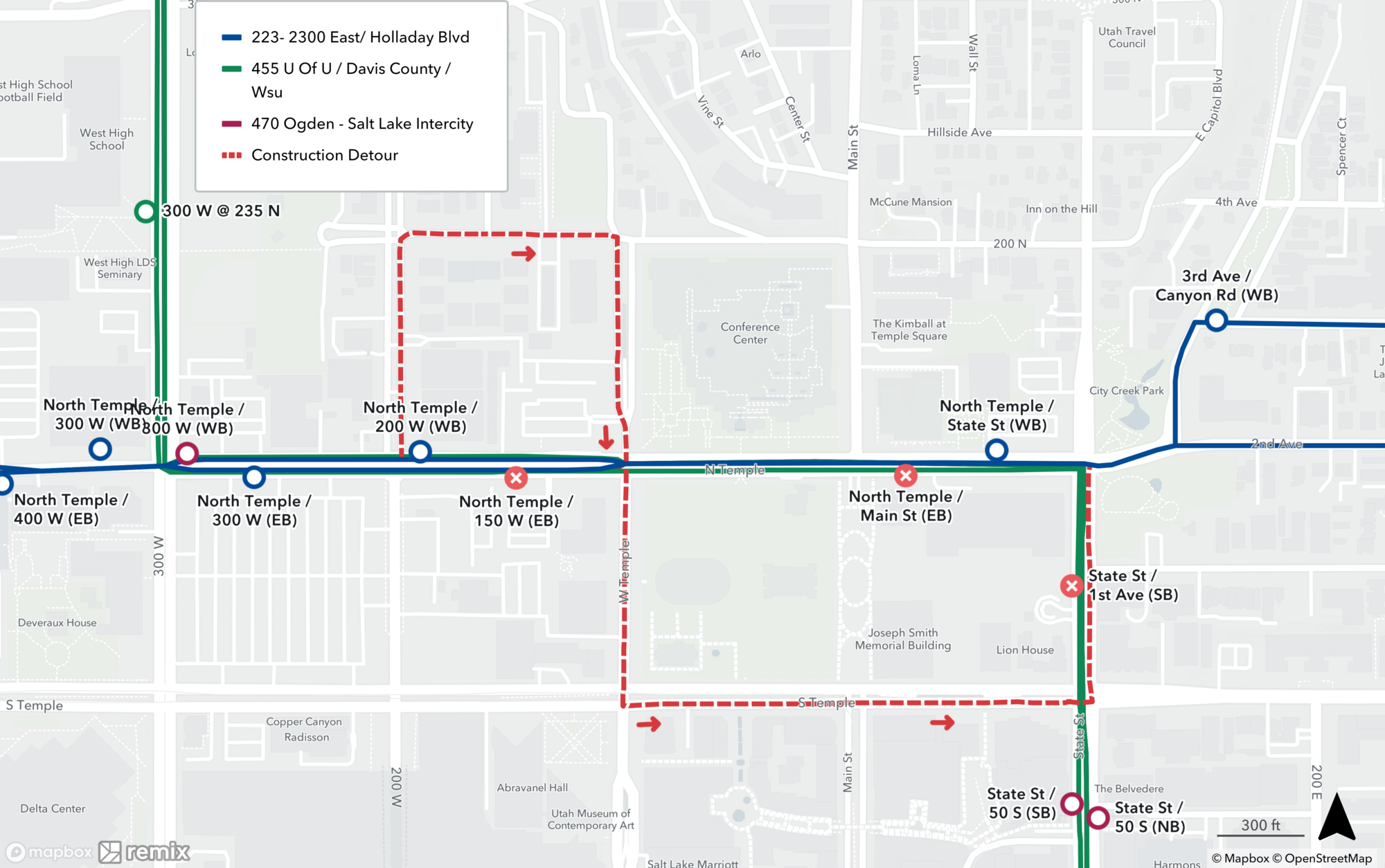 Routes 223, 455, 470 Detour Map October 11th, 2024