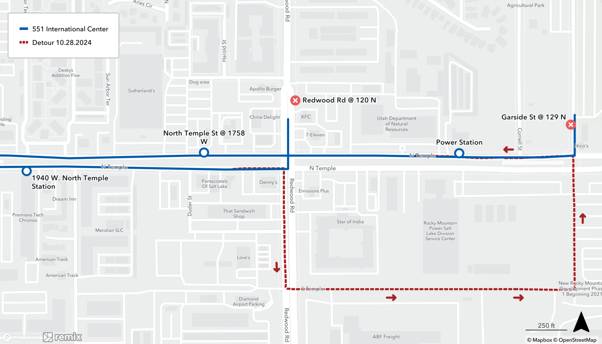 Route 551 Detour Map