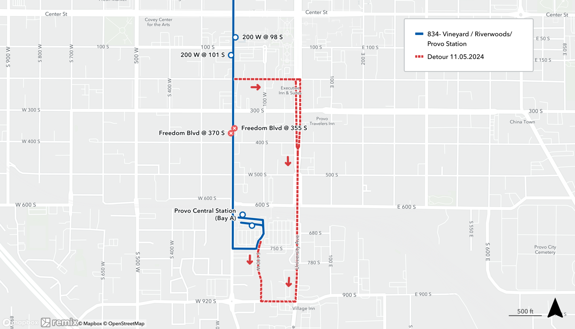 Route 834 Detour Map