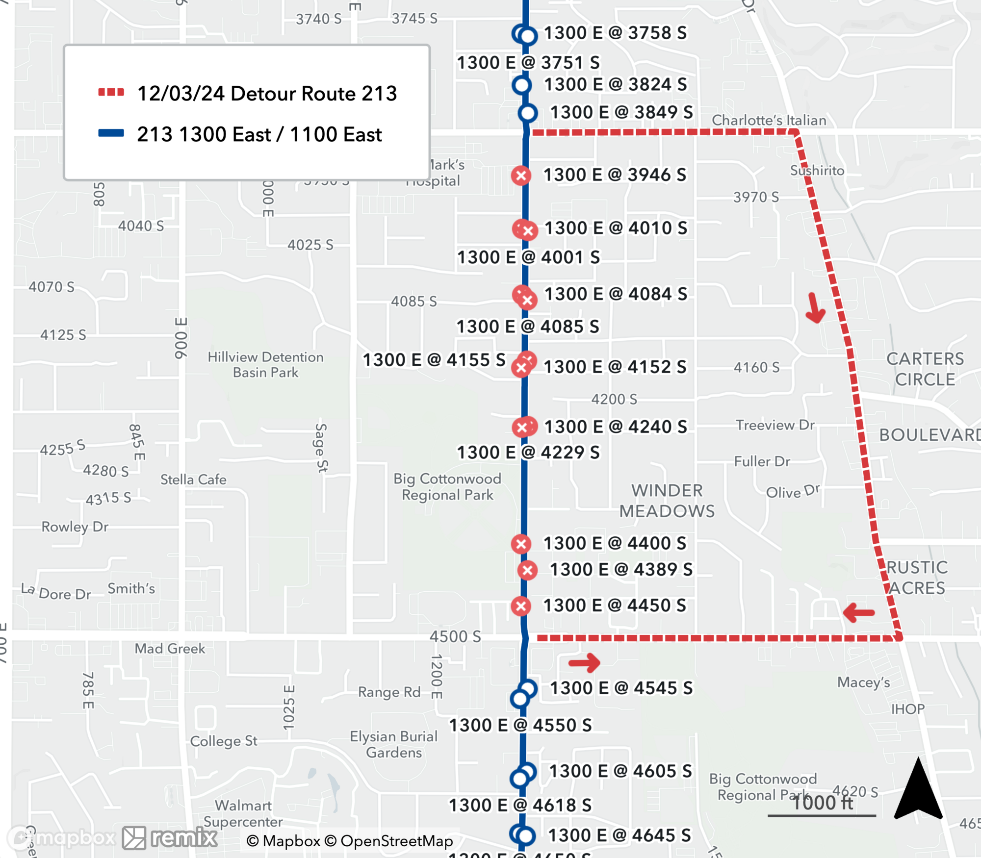 Route 213 Detours - 12/03/24