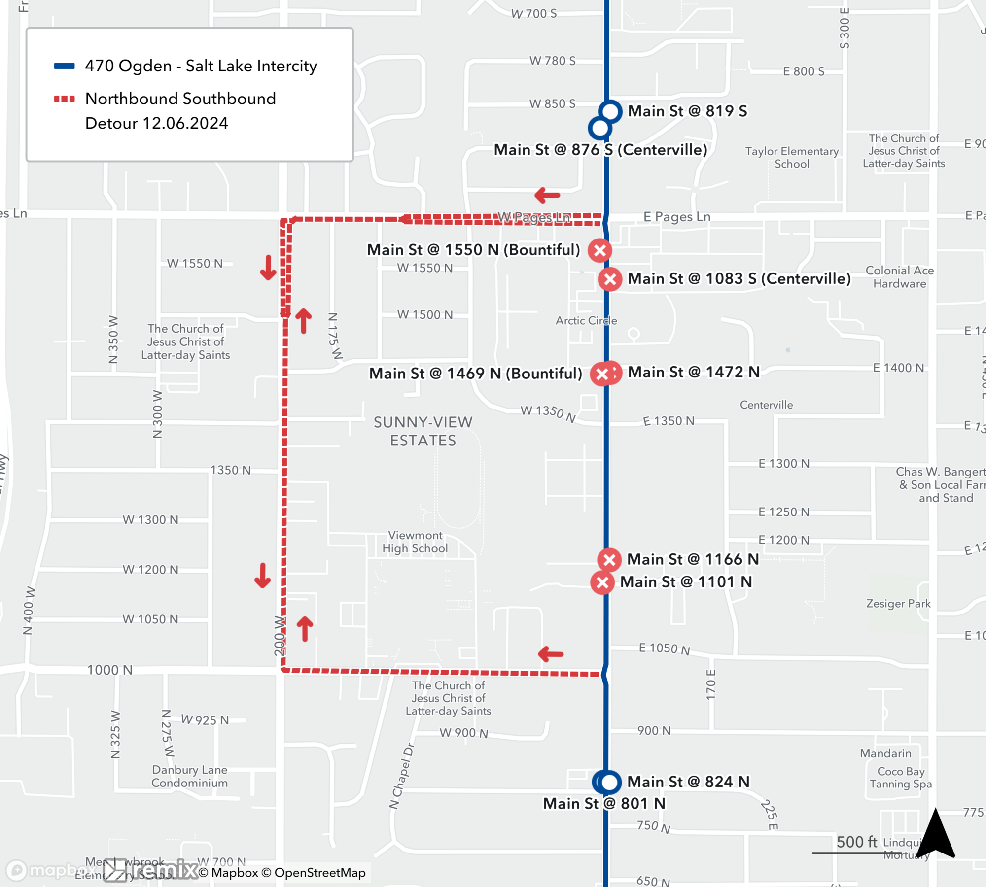 Route 470 Detour Map 12/6/24
