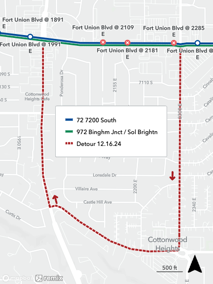 Route 72 Detours - 12/16/24
