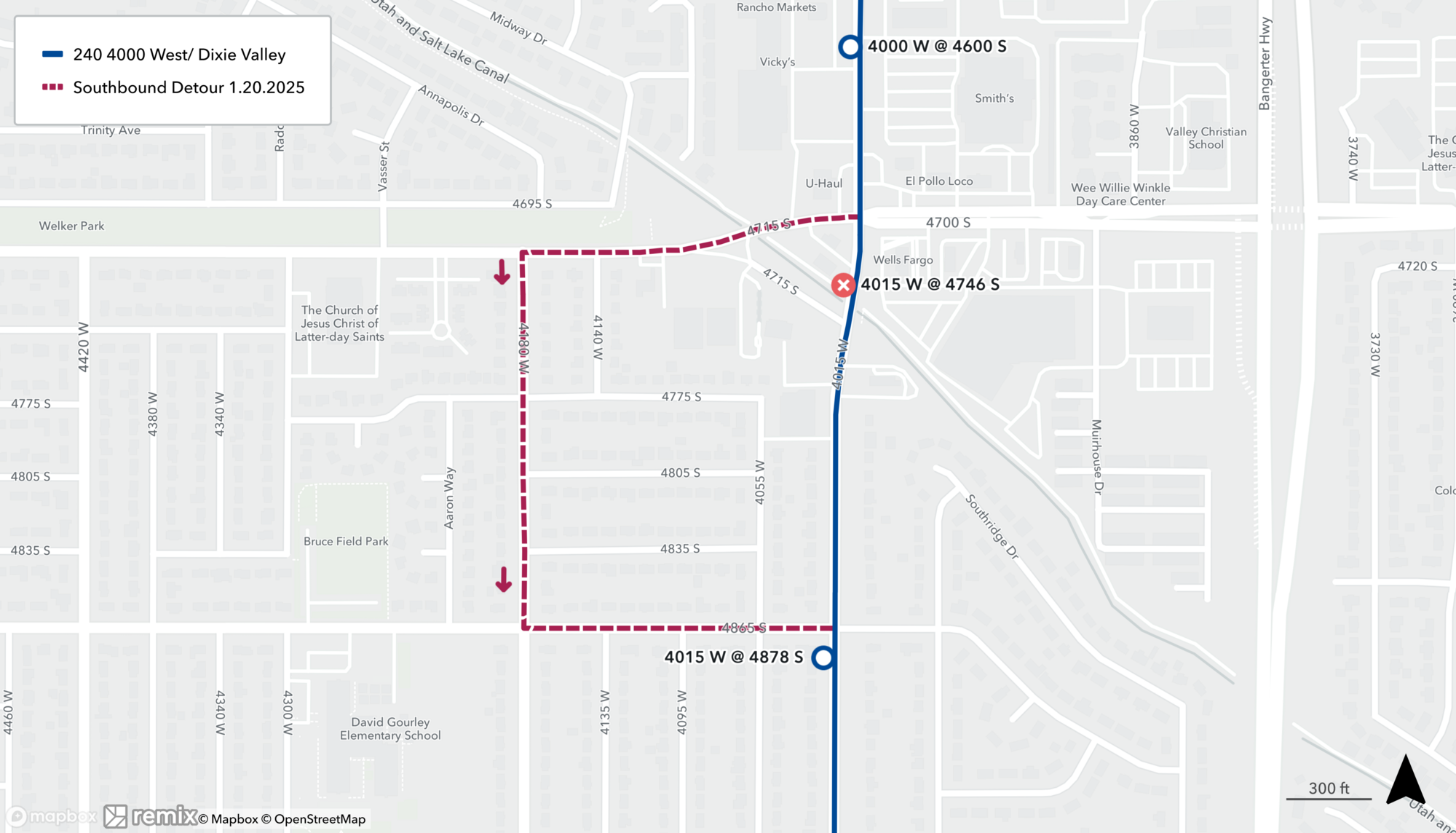 Route 240 Detour Map