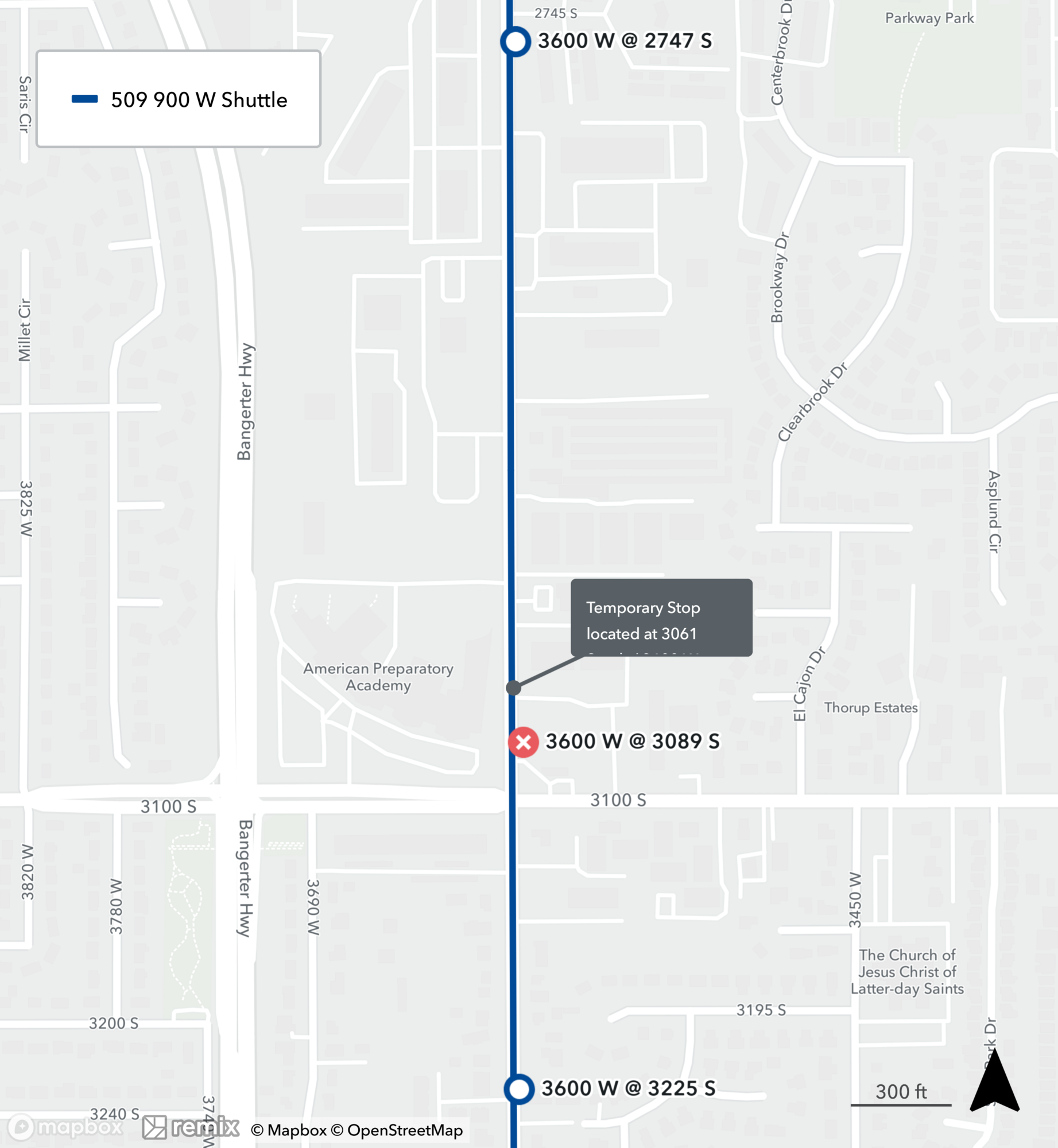 Route 509 Stop Closure Map