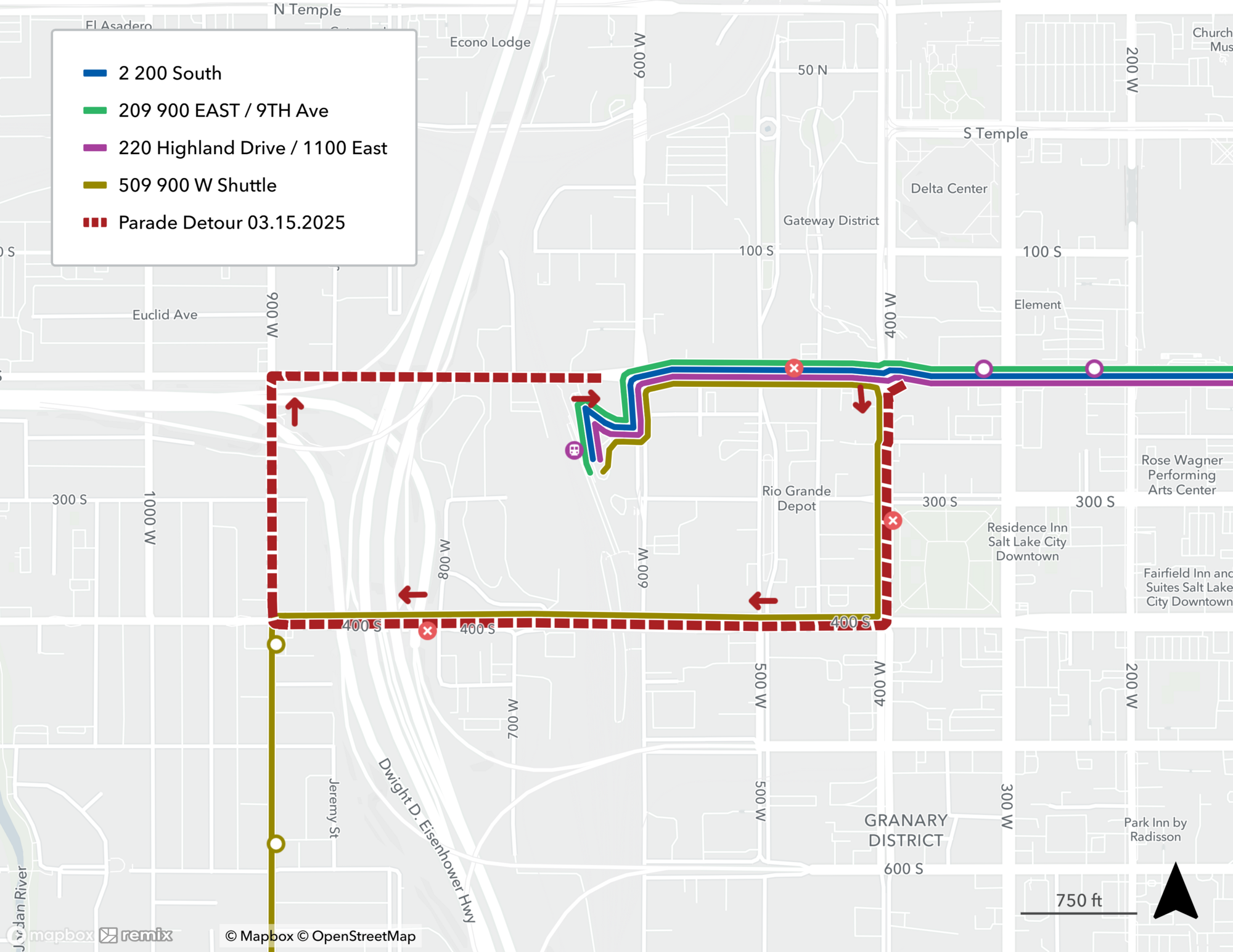 Route 2/209/220/509 Detour Map 3/15/25
