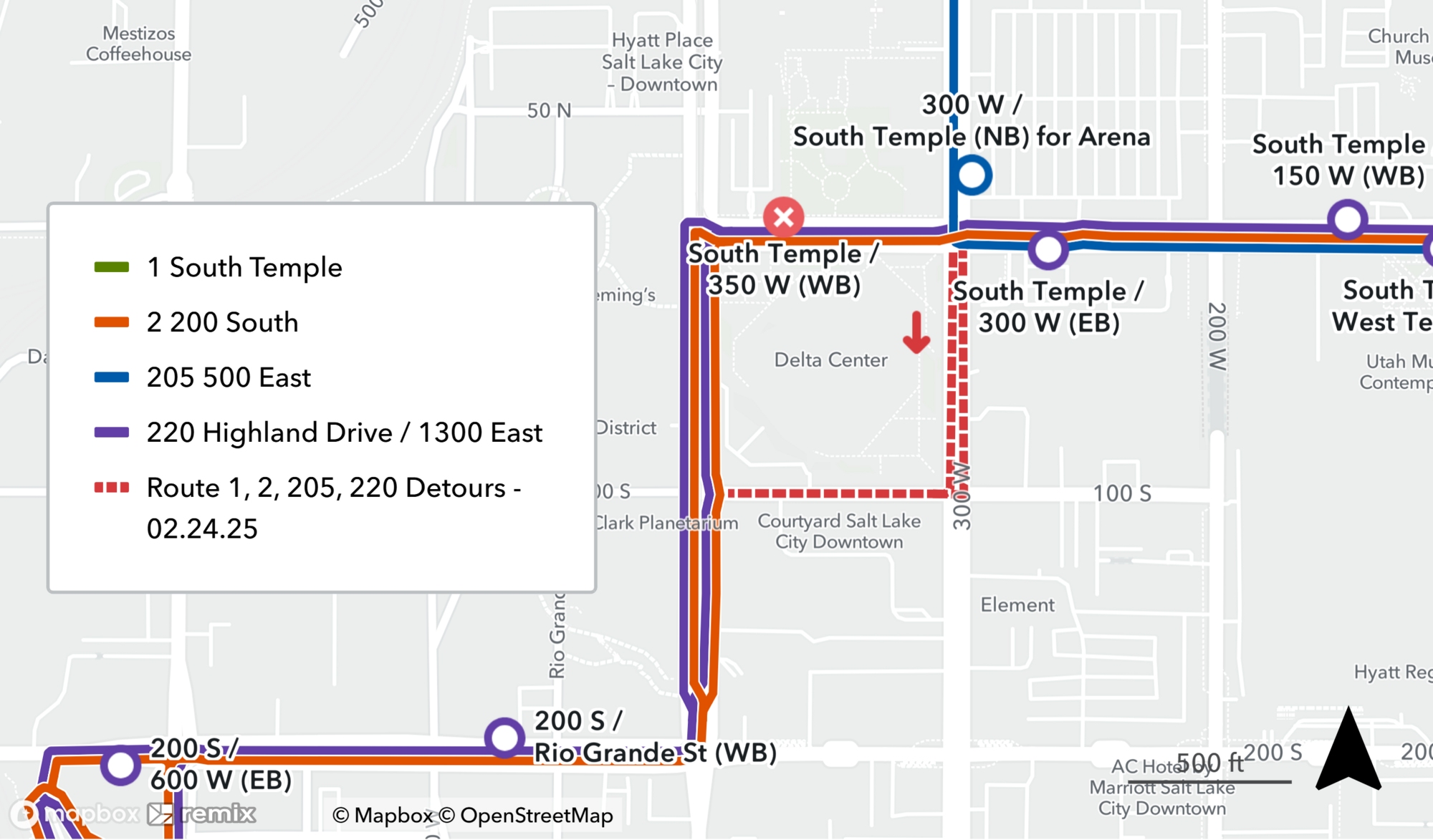 Routes 1, 2, 205, 220 Detours - 02/24/25