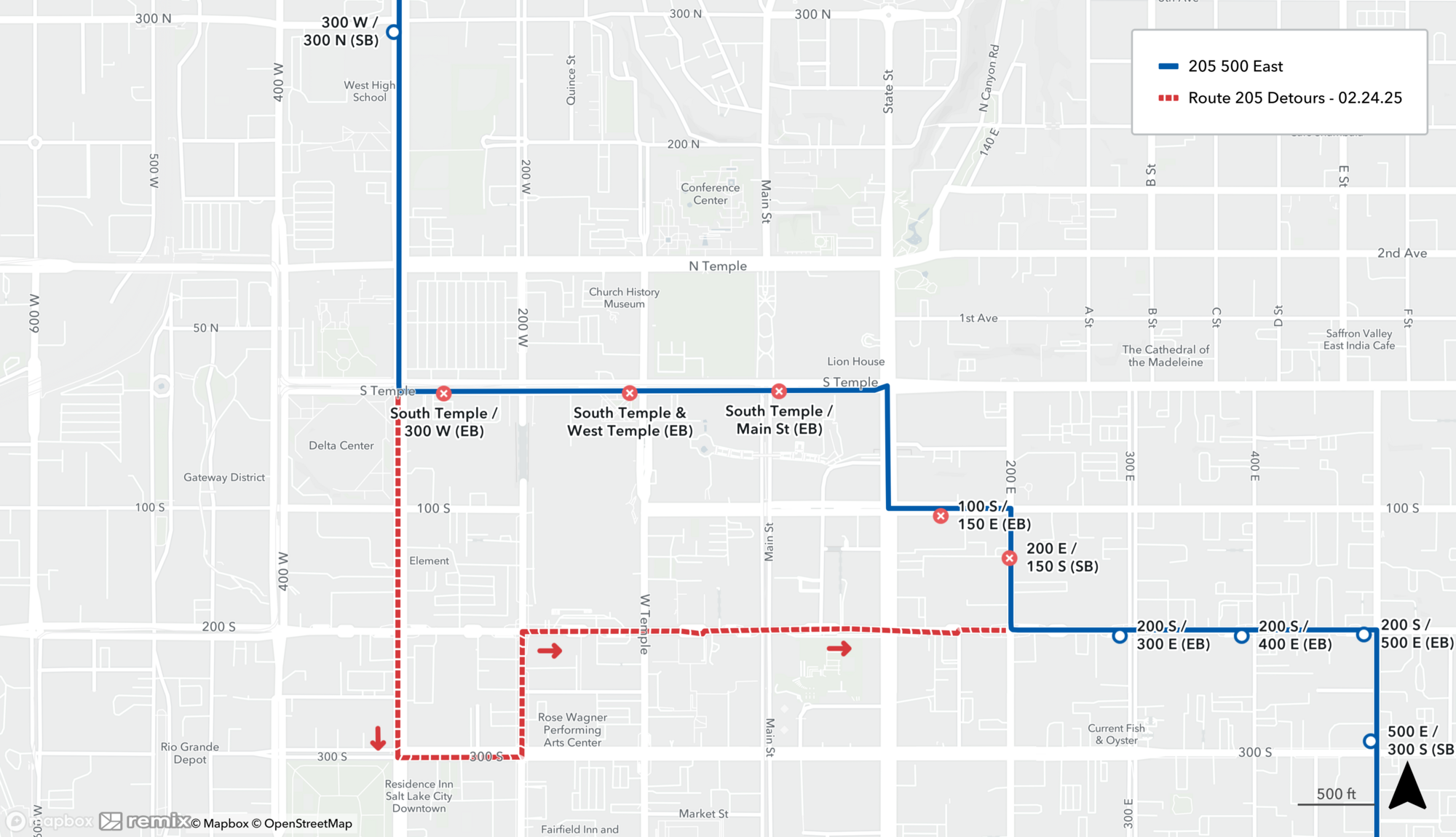 Route 205 Detours - 02/24/25