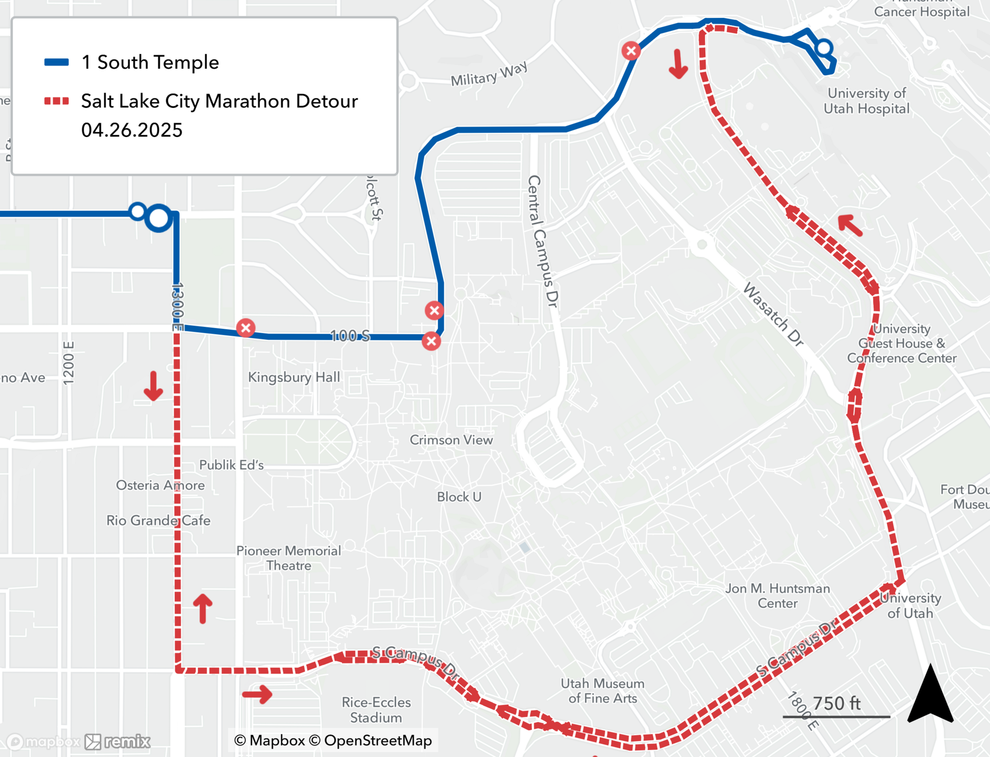 Route 1 Detour Map April 26th, 2025