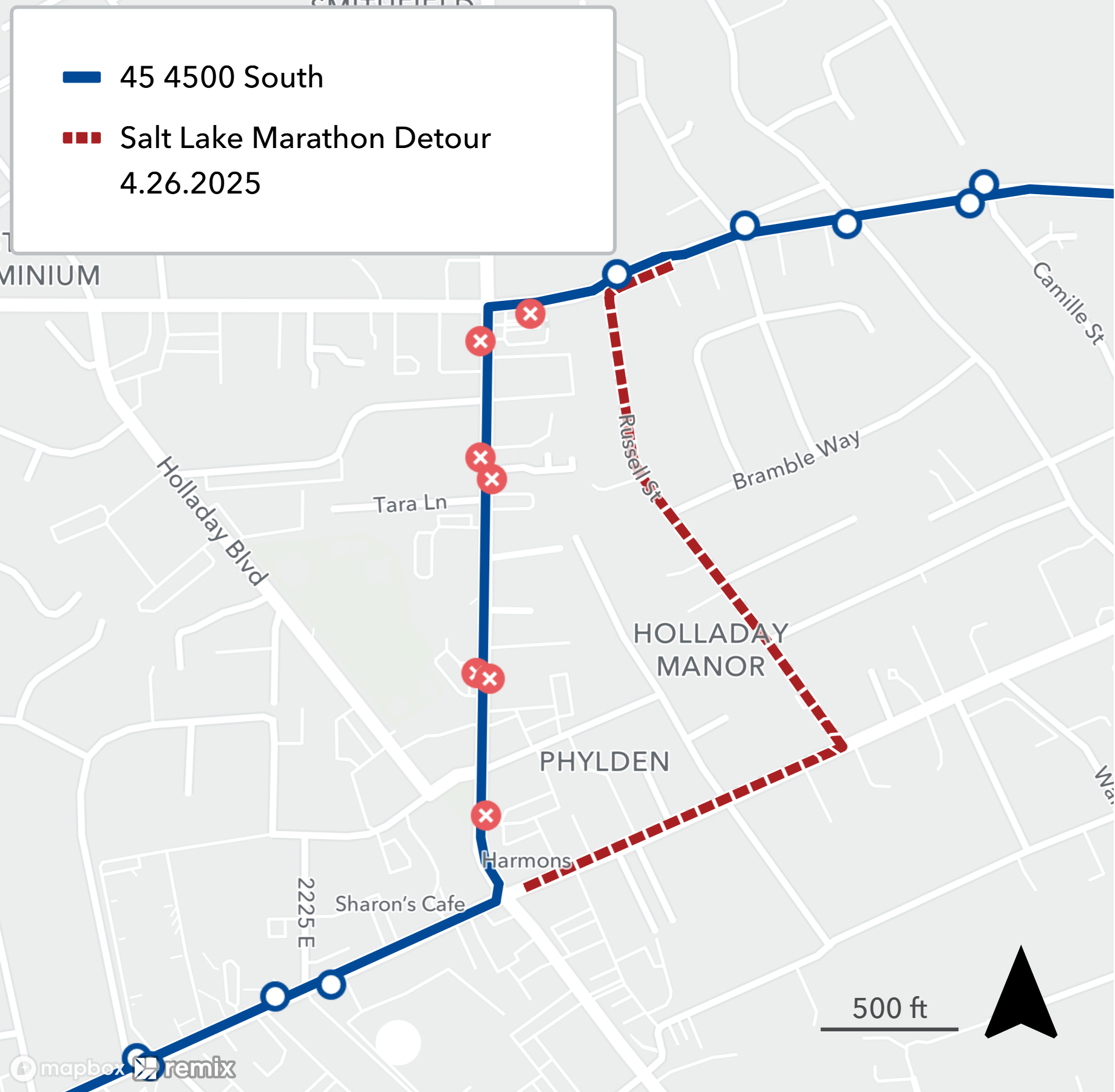 Route 45 Detour Map April 26th, 2025