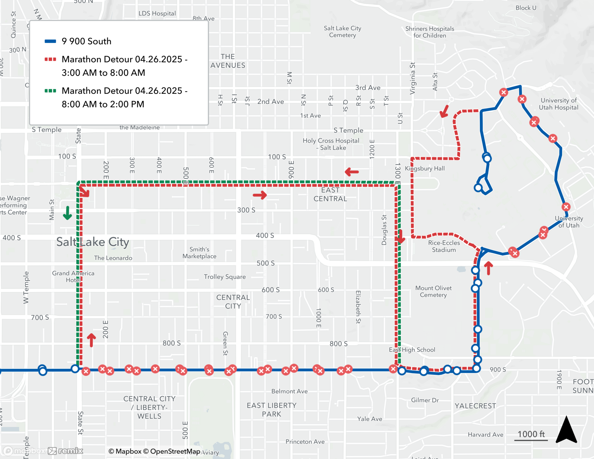 Route 9 Marathon Detour Map 4/26/25