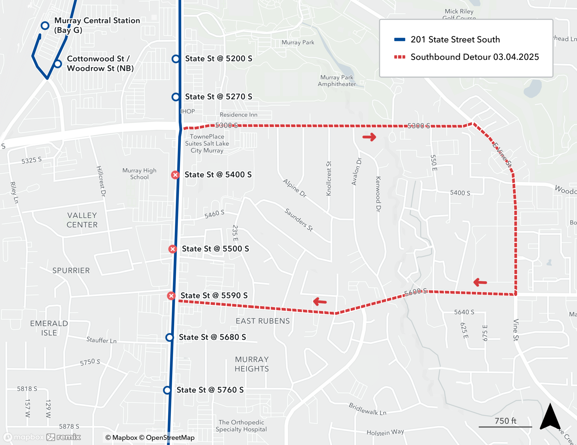Route 201 Detour Map 3/4/25
