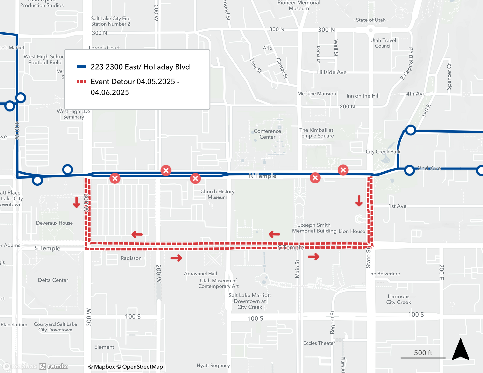 Route 223 Event Detour Map 4/5/25