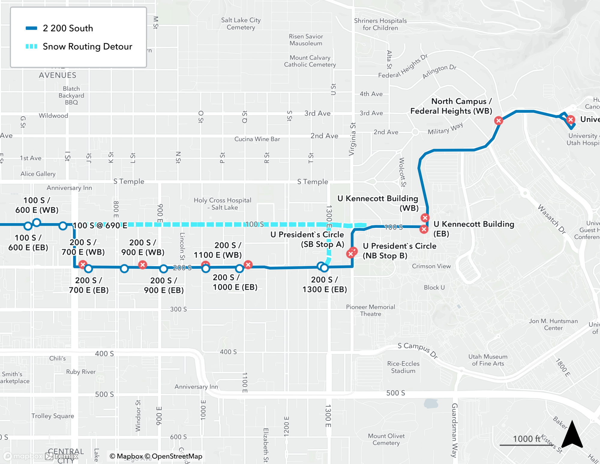 Route 2 Snow Route Detour Map April 1st, 2025
