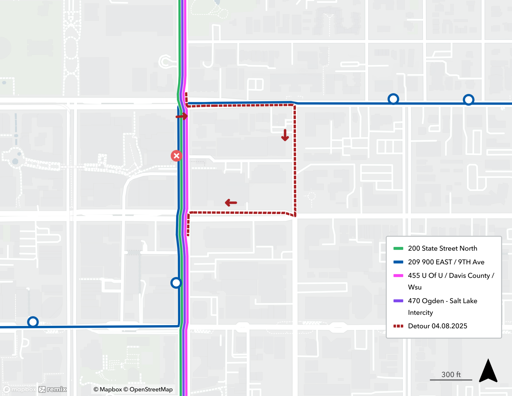 Routes 200, 455 and 470 Detour Map April 8th, 2025