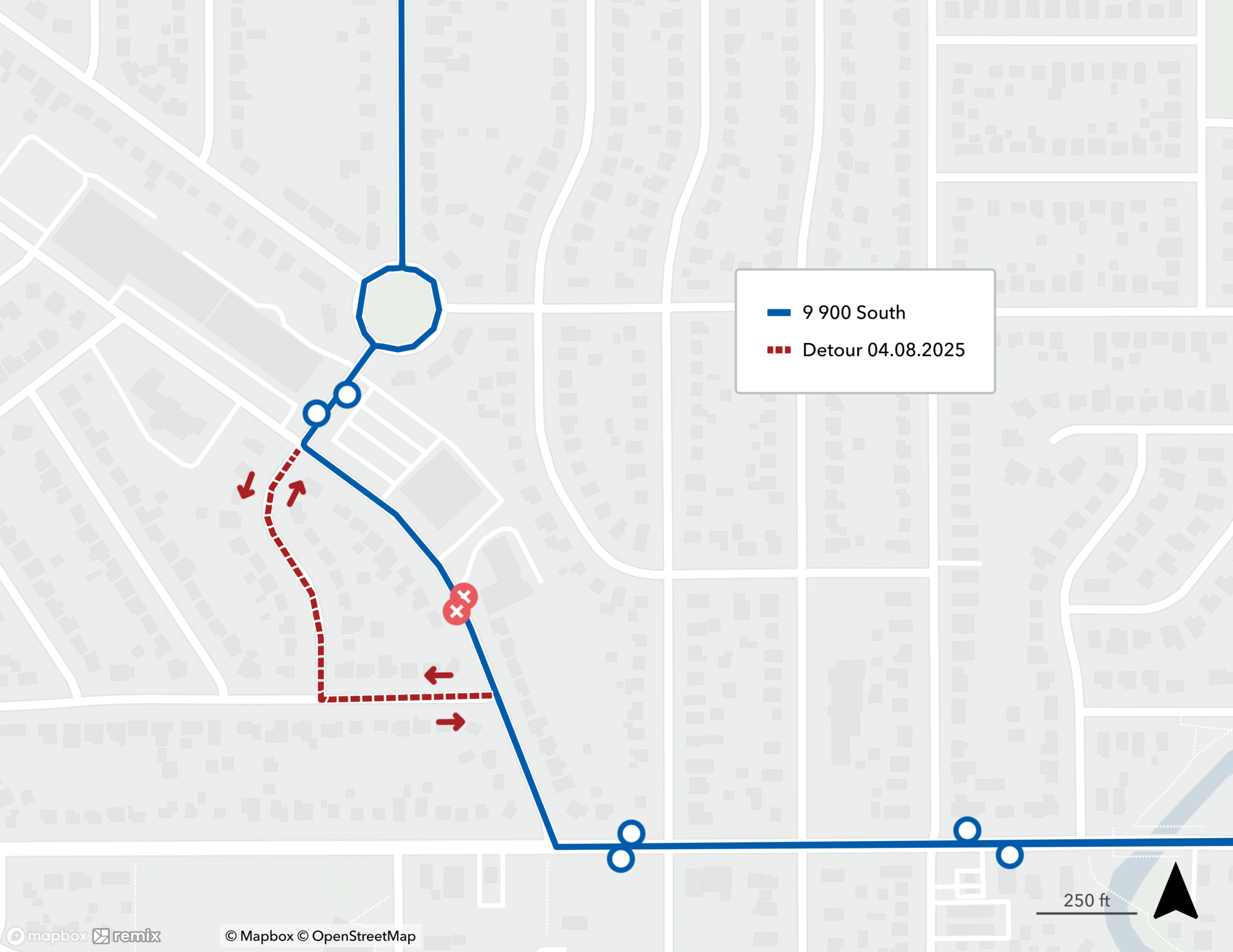 Route 9 Detour Map April 8th, 2025