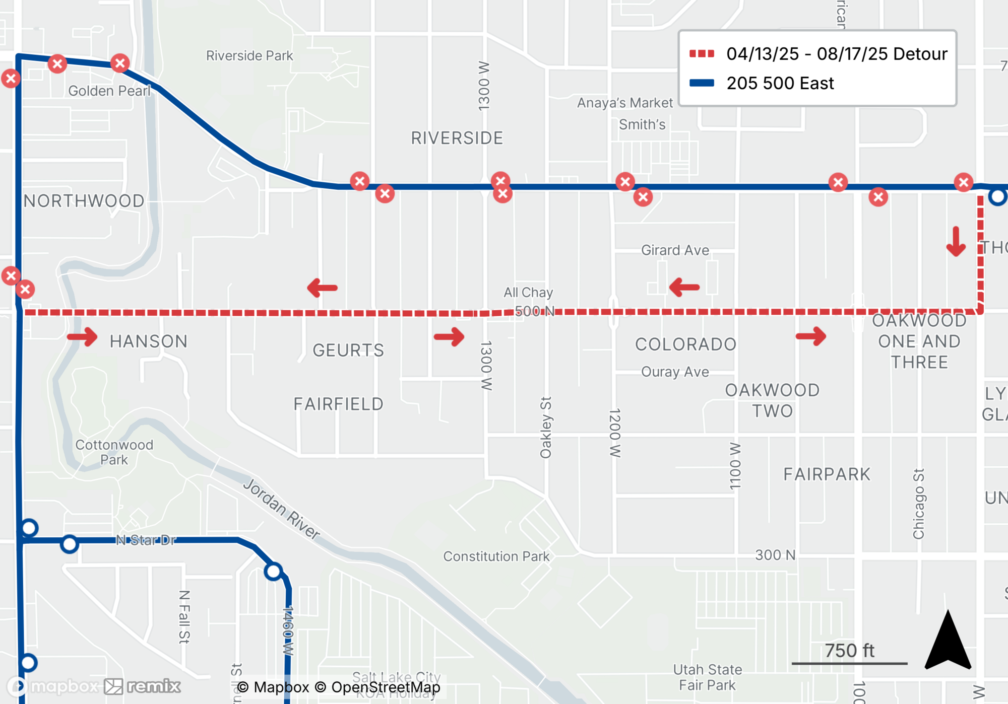 Route 205 Detour Map