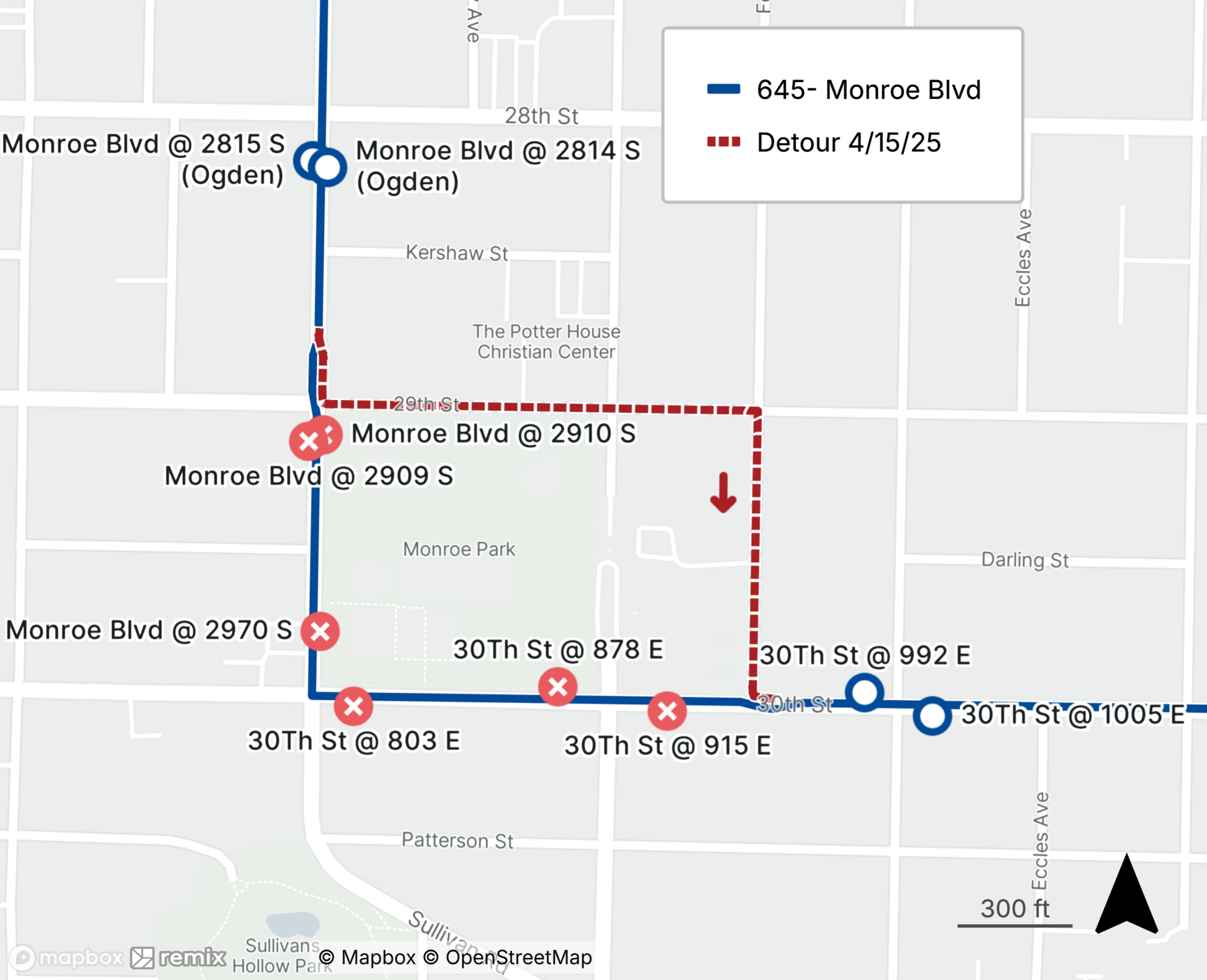 Route 645 Detour Map April 15th, 2025