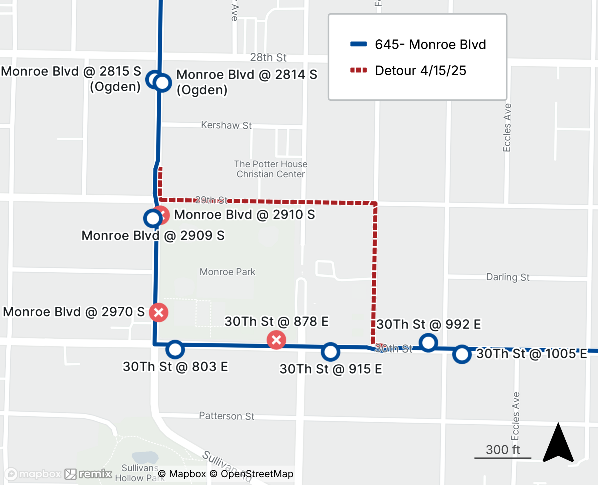 Route 645 Detour Map April 15th, 2025