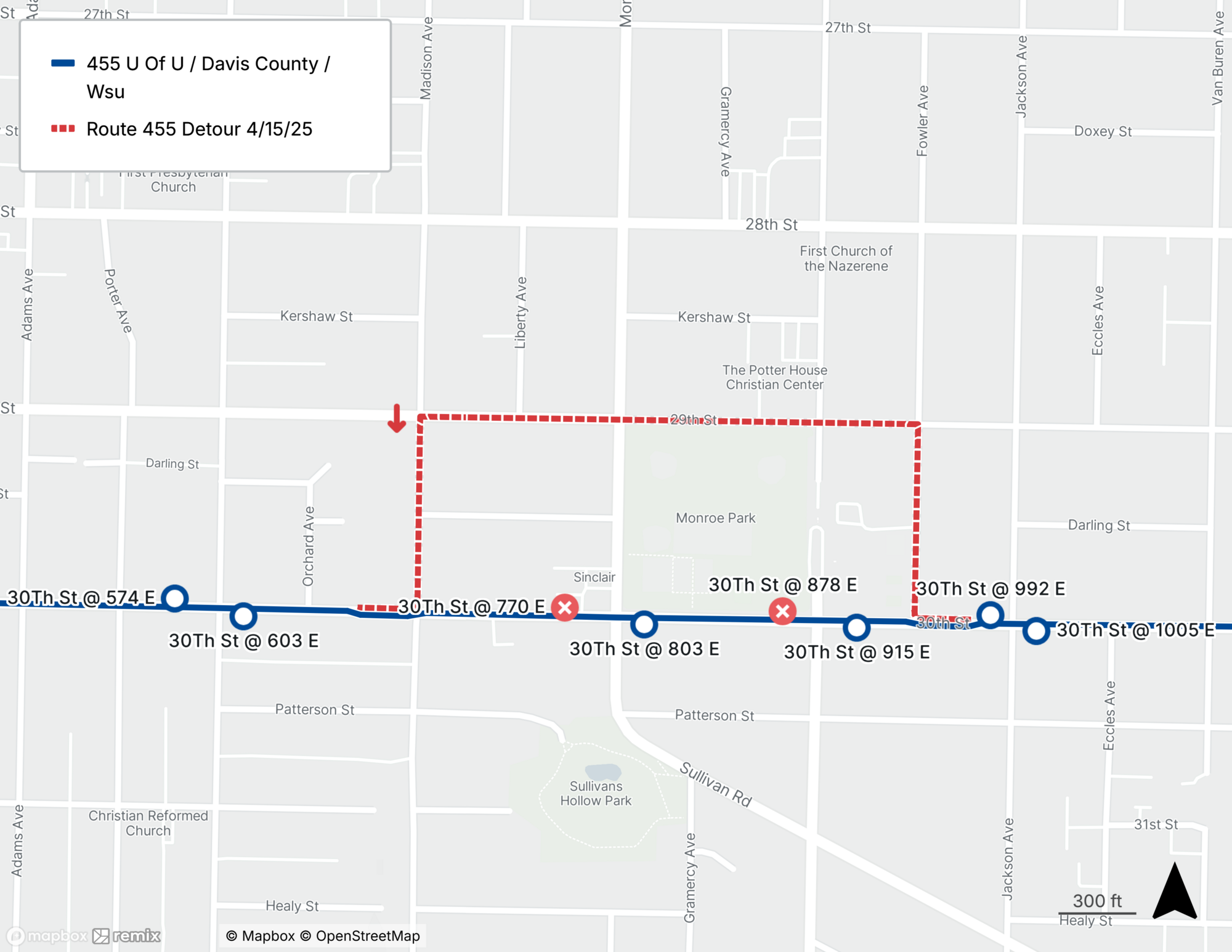 Route 455 Detour Map April 15th, 2025