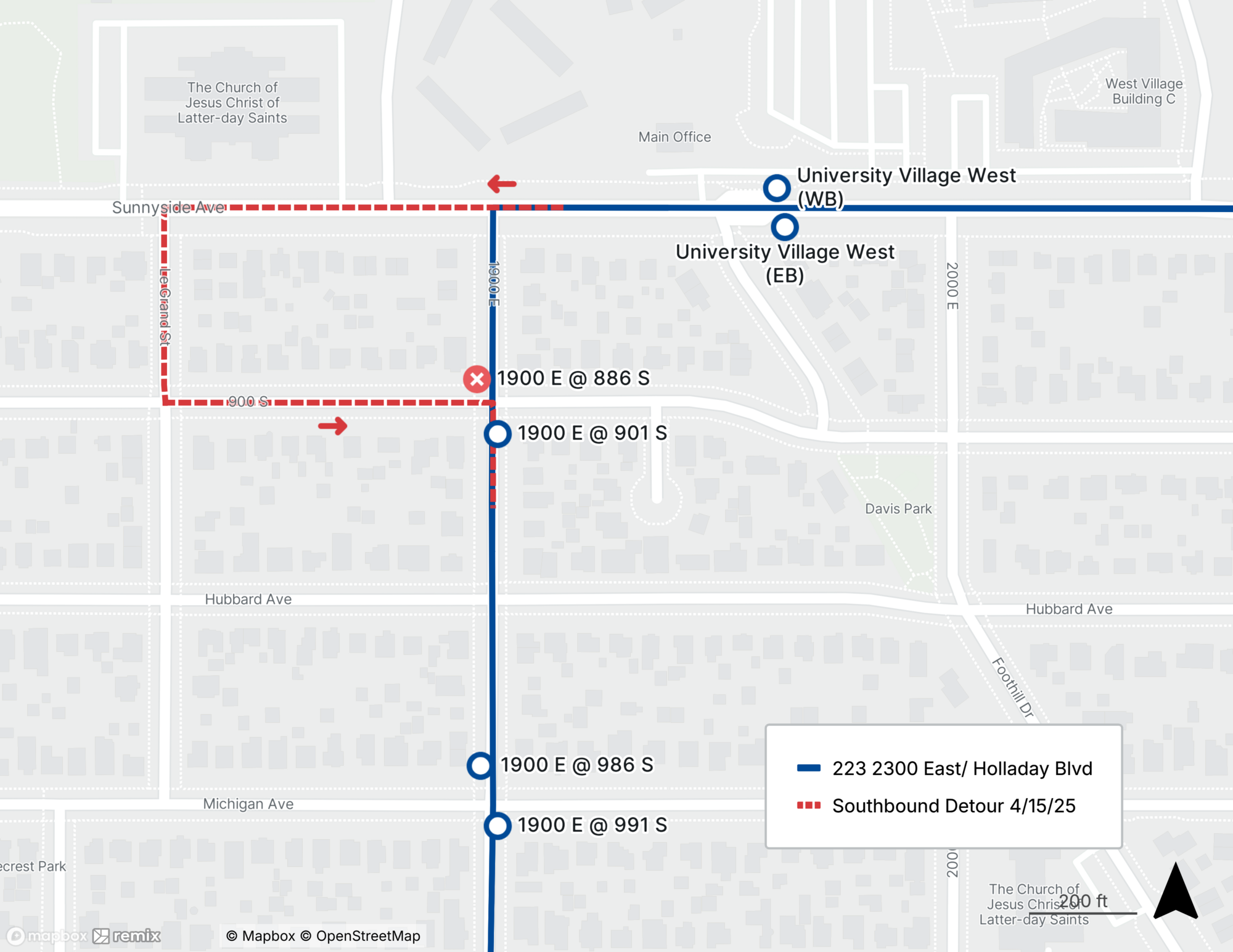 Route 223 Detour Map April 15th, 2025