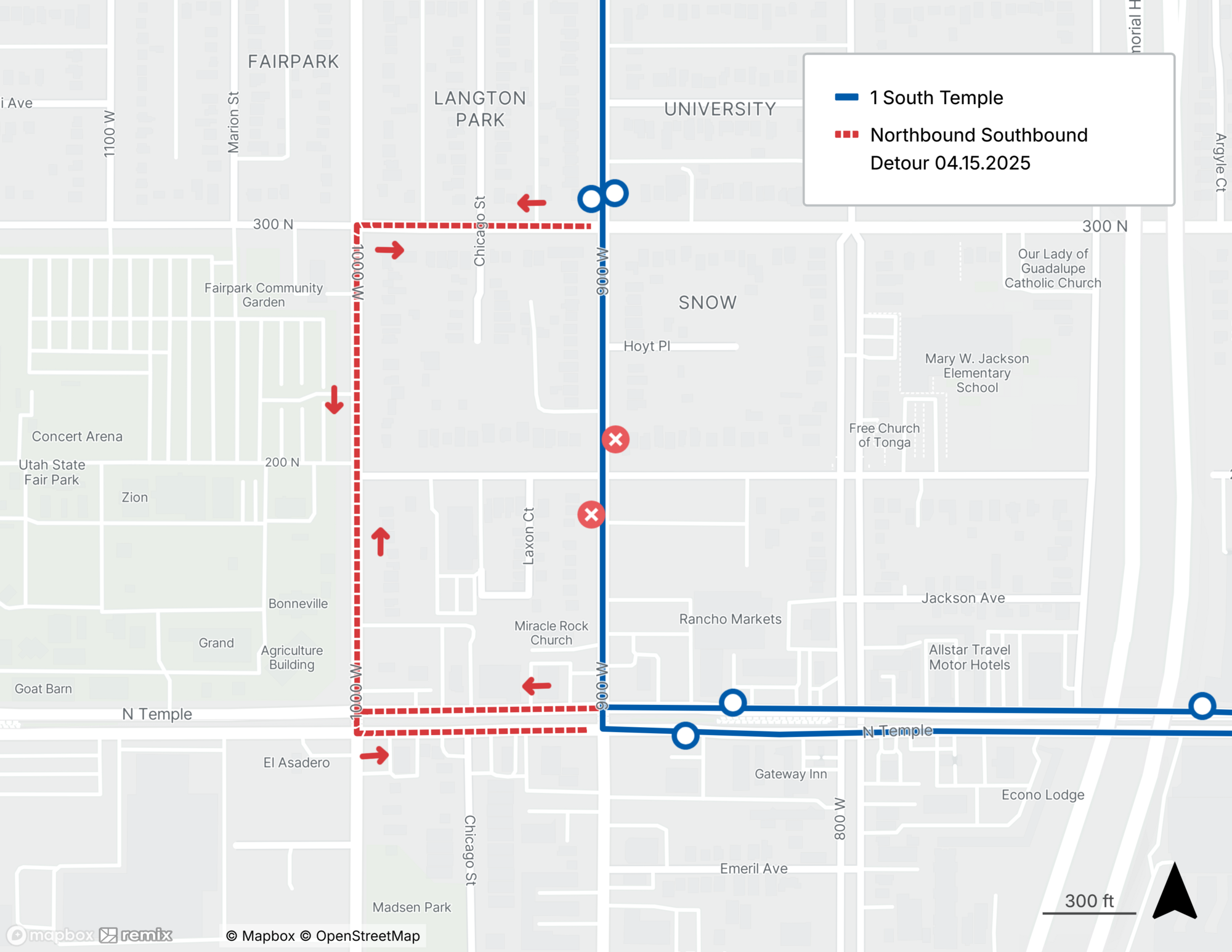 Route 1 Detour Map 4/15/25