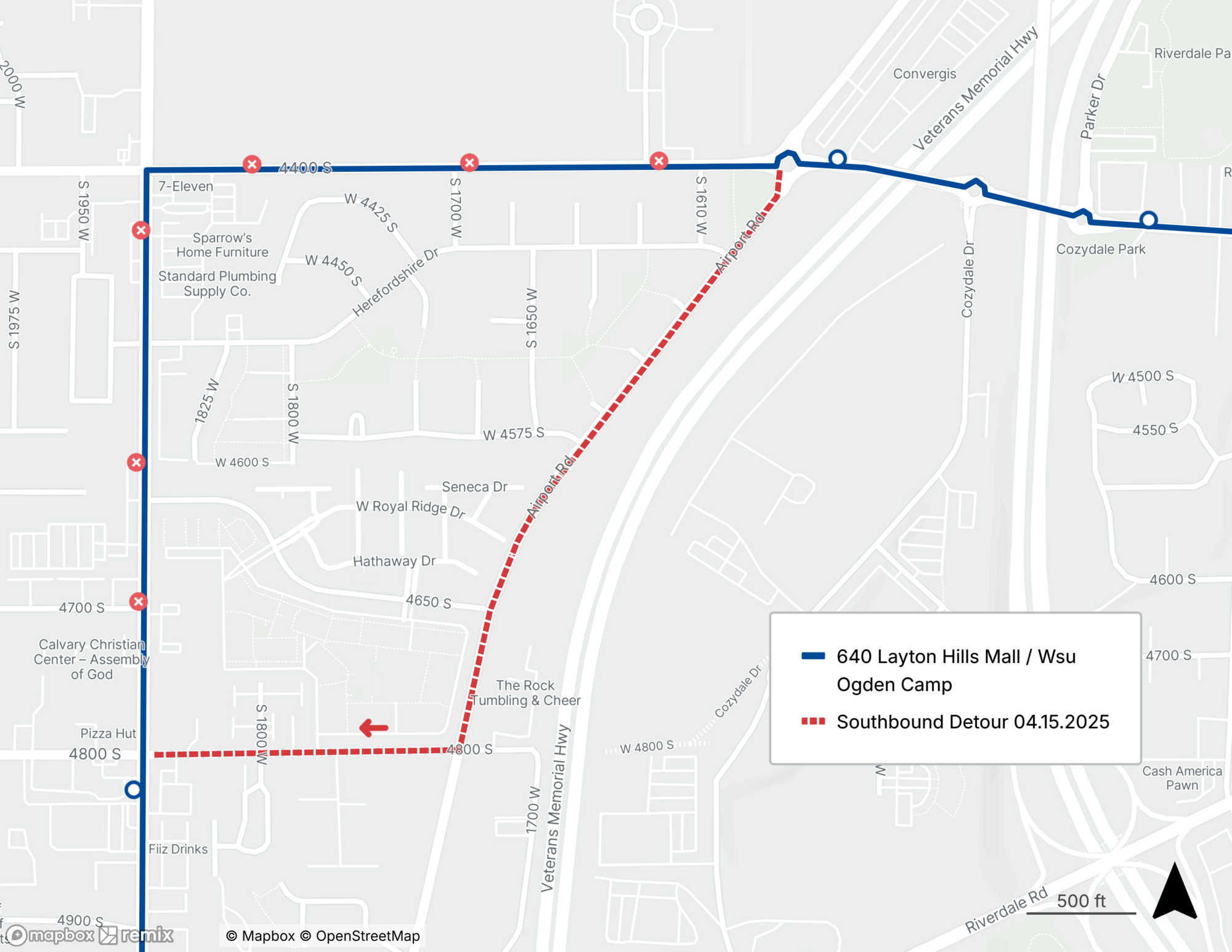 Route 640 Detour Map 4/15/25