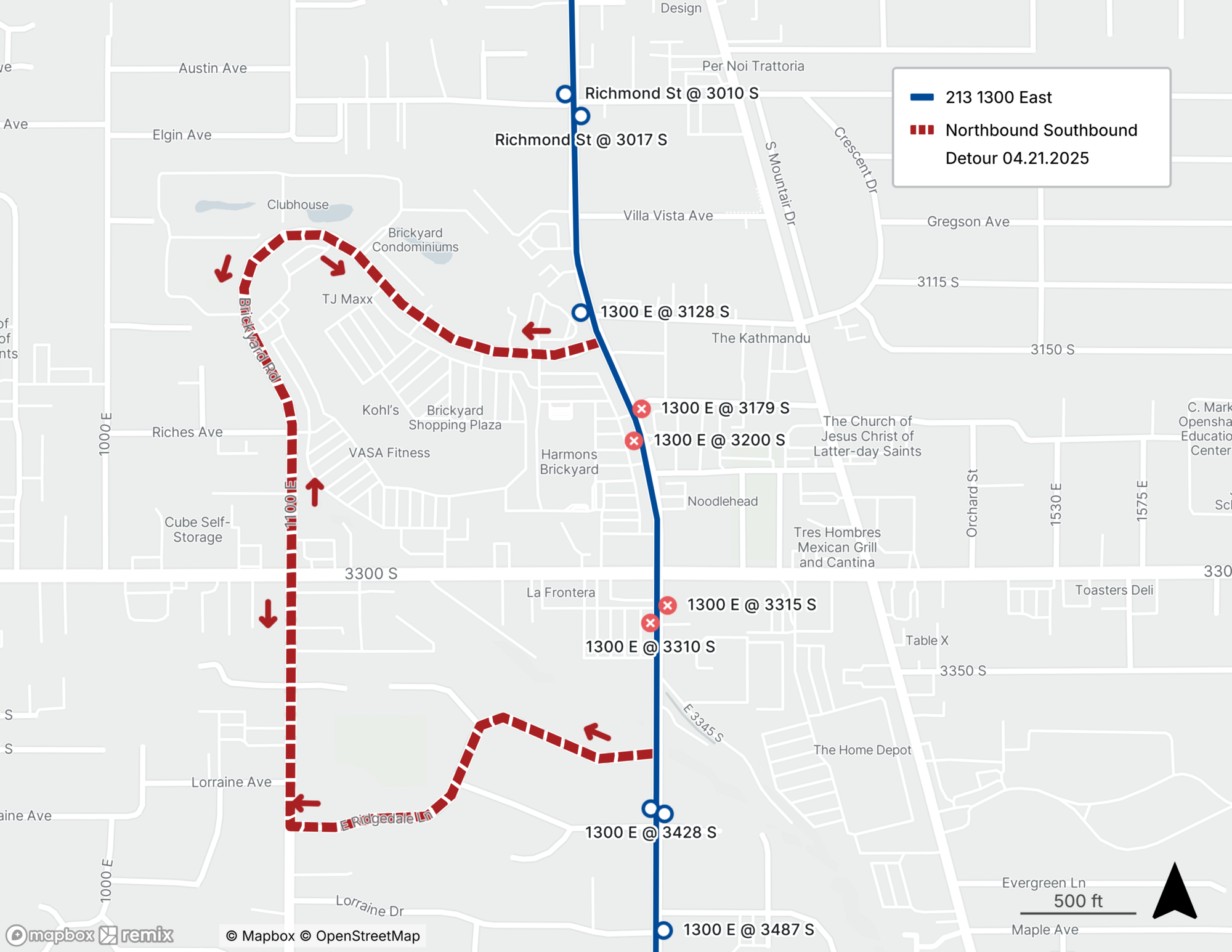 Route 213 Detour Map 4/21/25