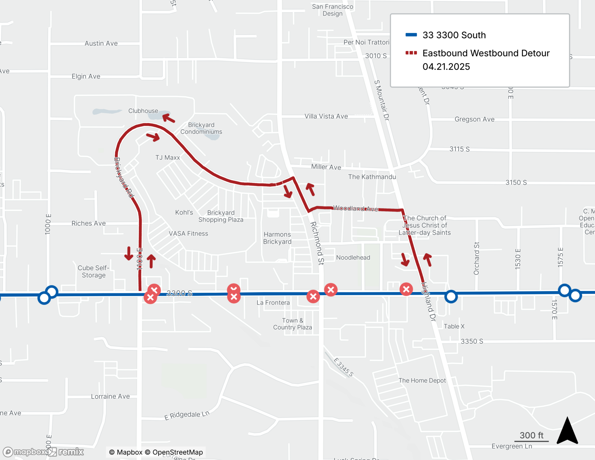Route 33 Detour Map 4/21/25
