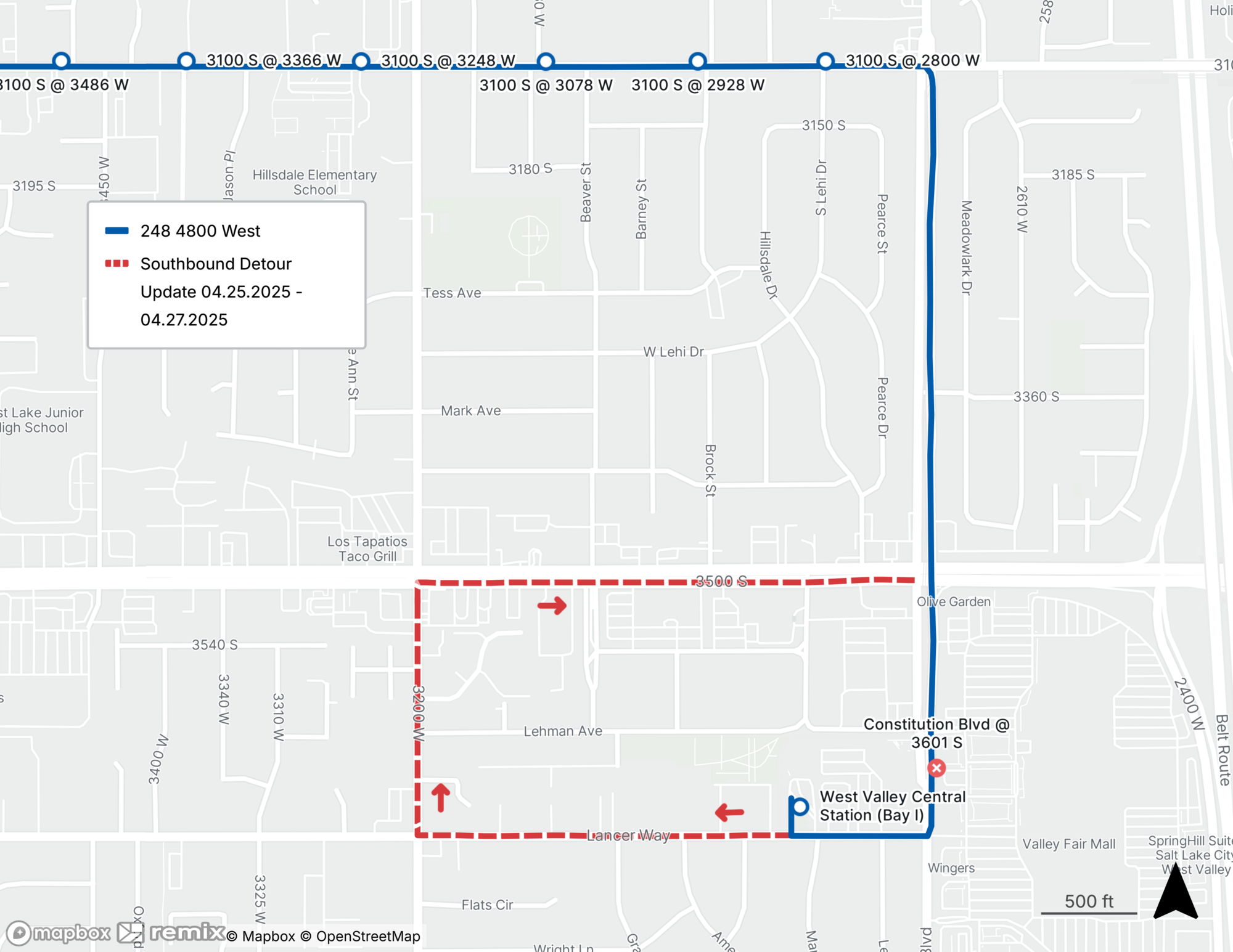 Route 248 Detour Map 4/25/25