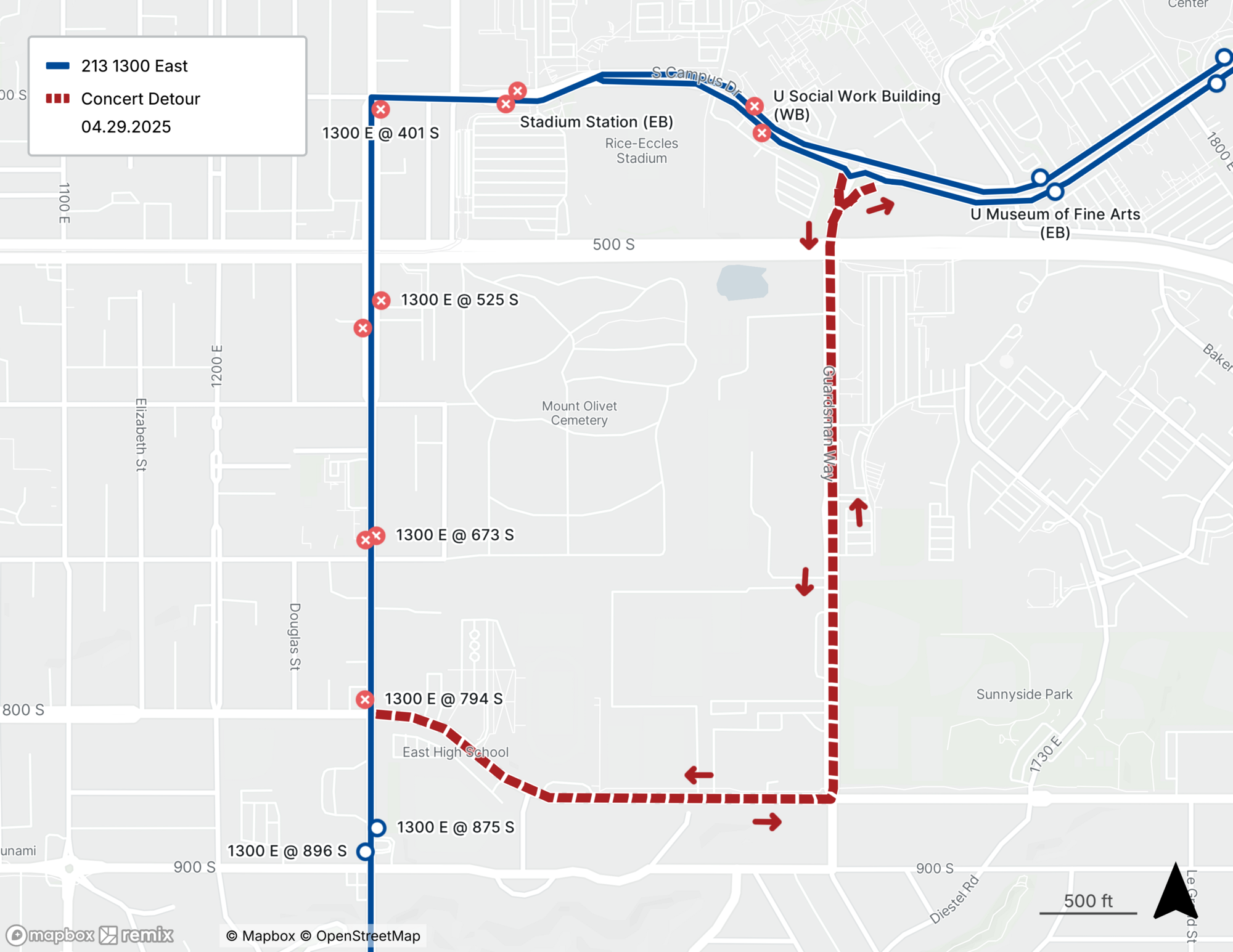 Route 213 Detour Map 4/29/25