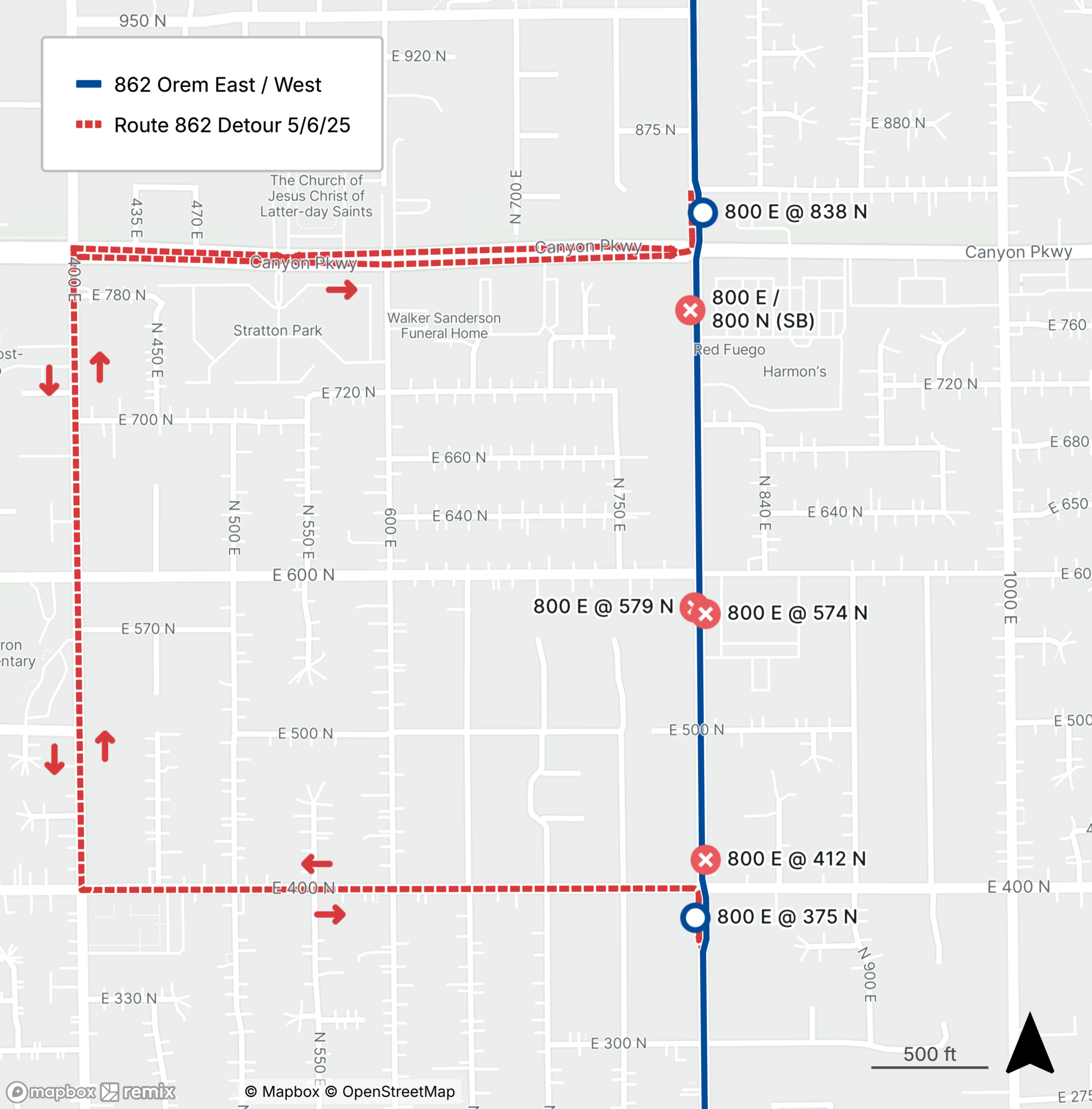 Route 862 Detour Map May 6th, 2025