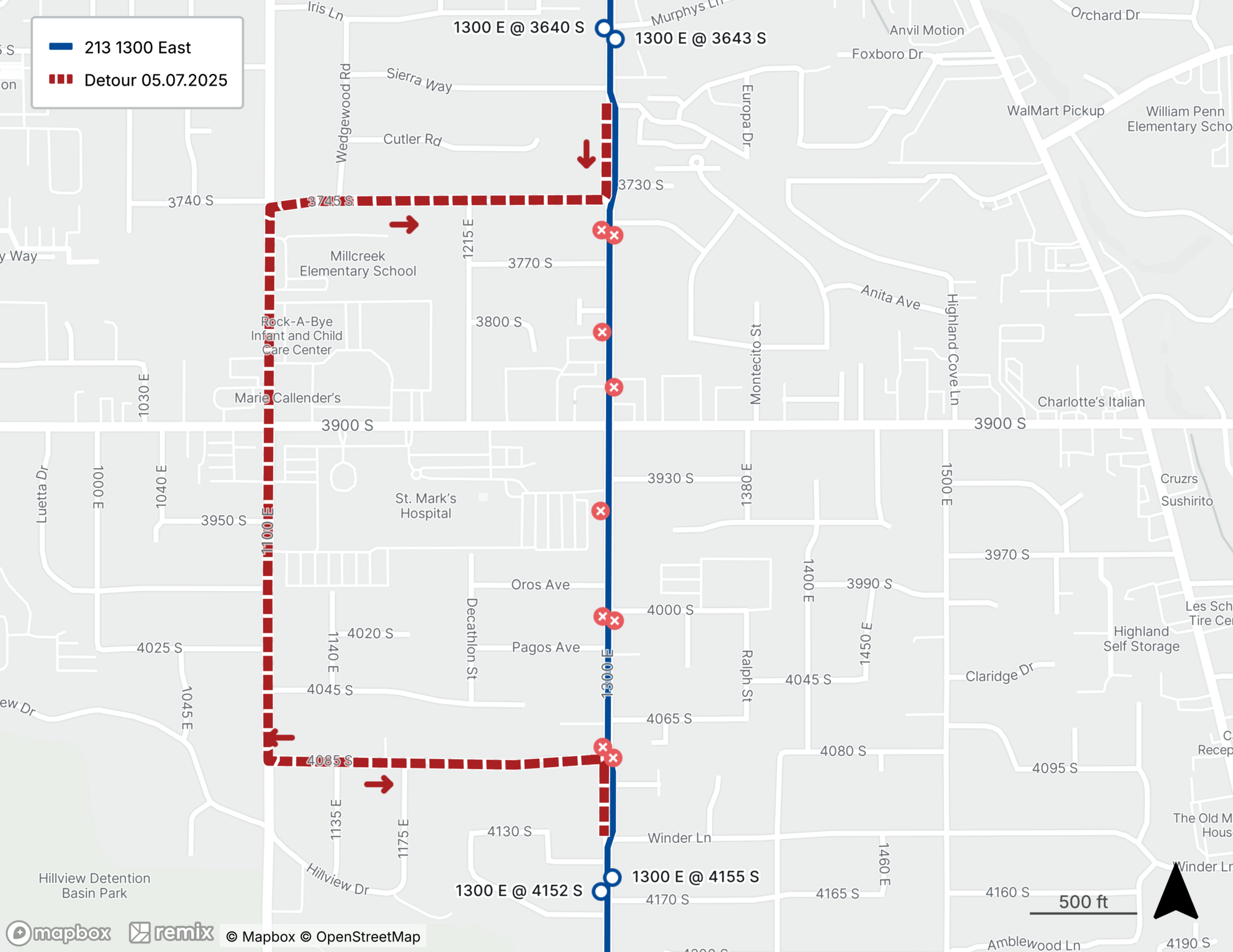 Route 213 Detour Map