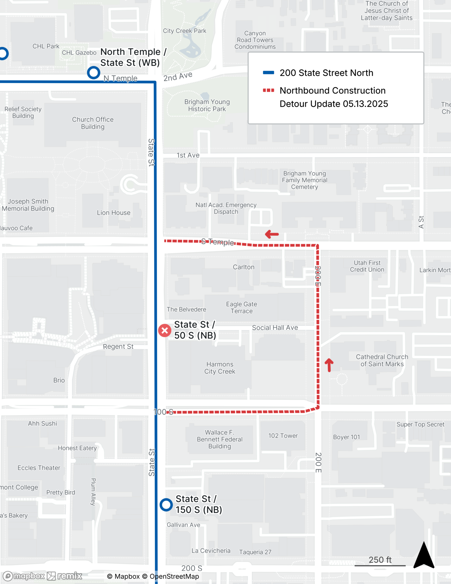 Route 200 Detour Map 5/13/25