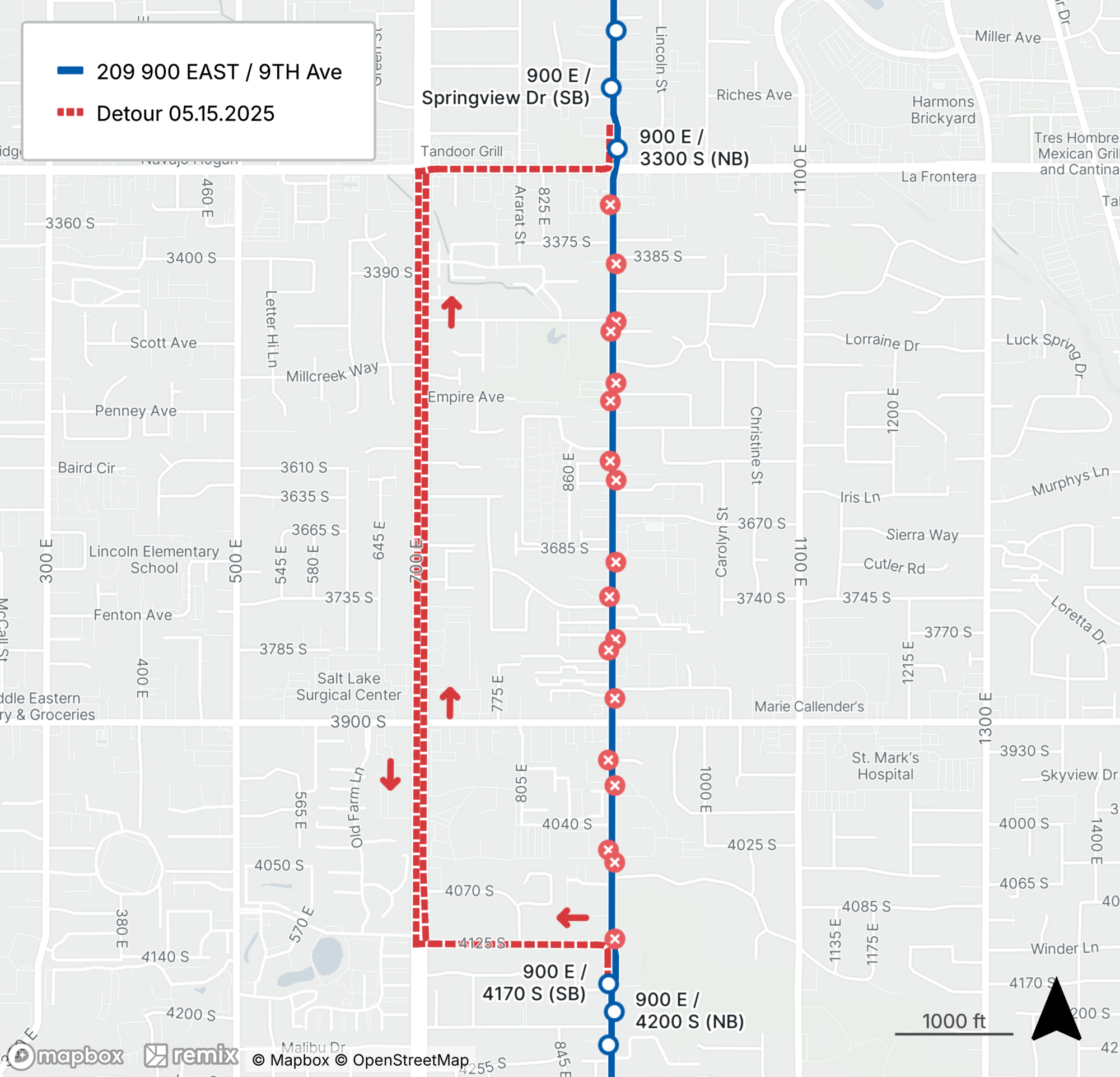 Route 209 Detour Map