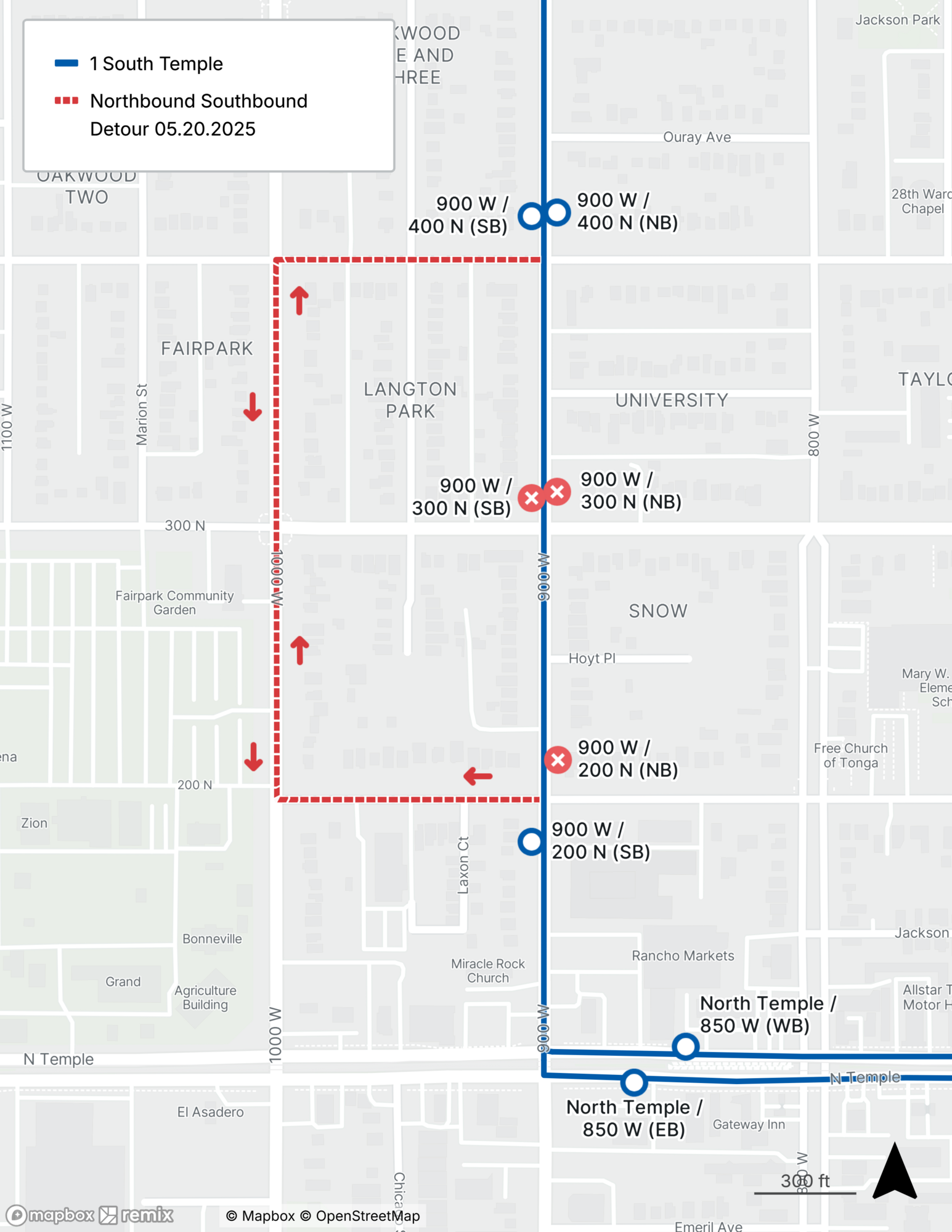 Route 1 Detour Map 5/20/25