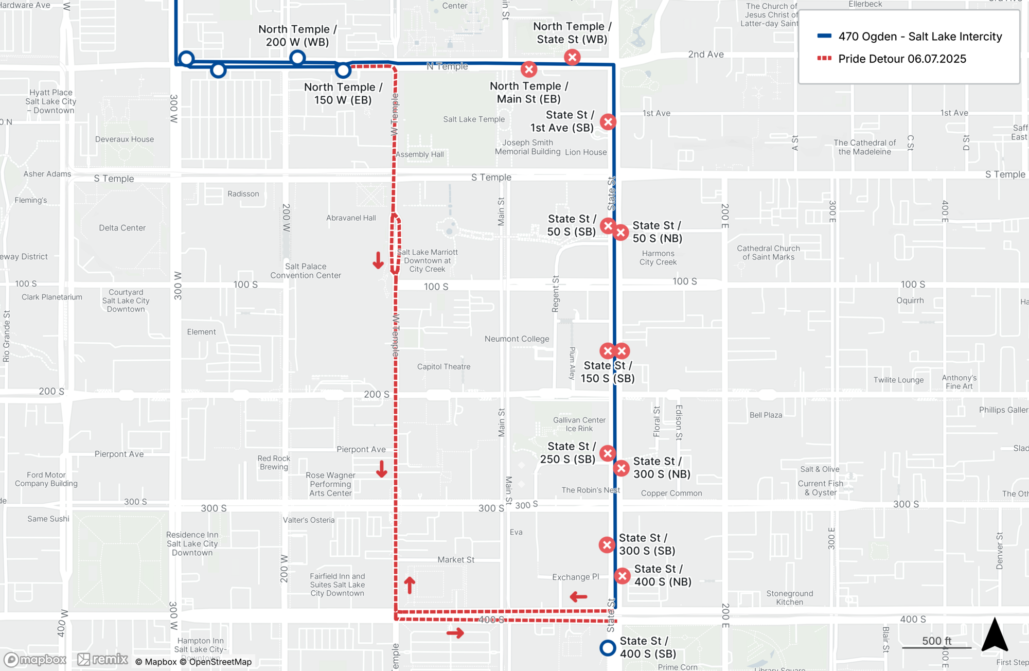 Route 470 Salt Lake City Pride Detour