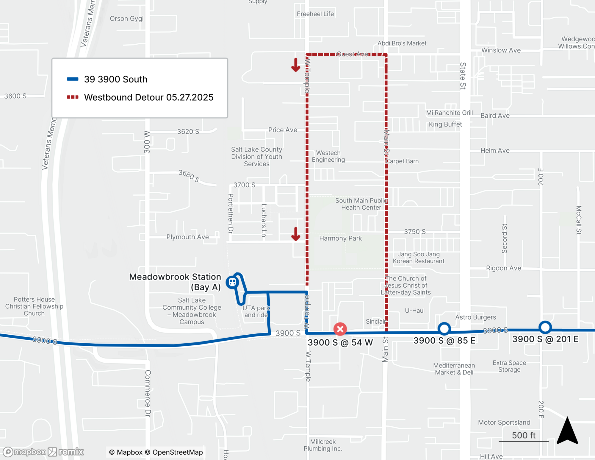 Route 39 Detour Map 5/27/25